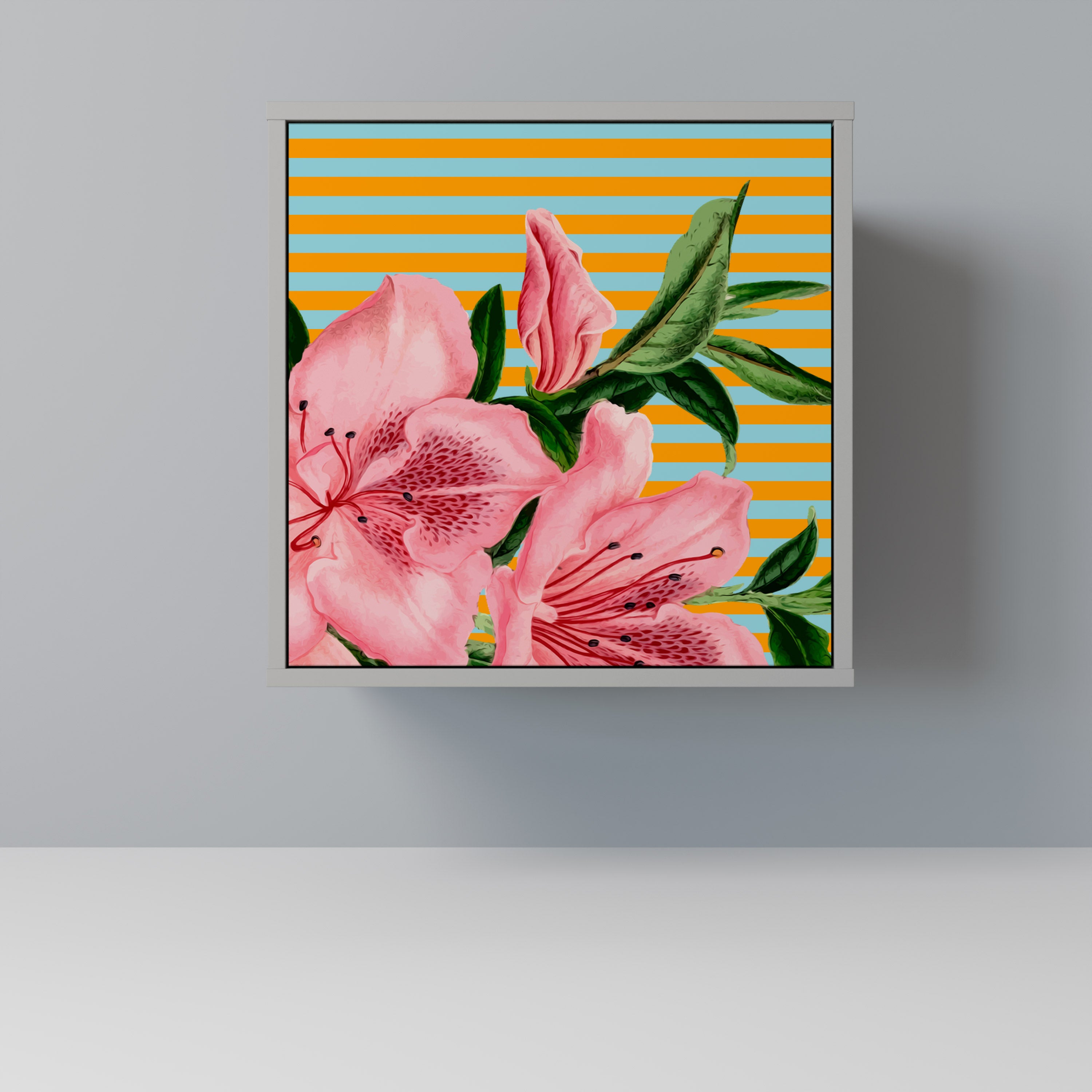 Aparador de 1 puerta FRAGILE BEAUTY en acabado gris