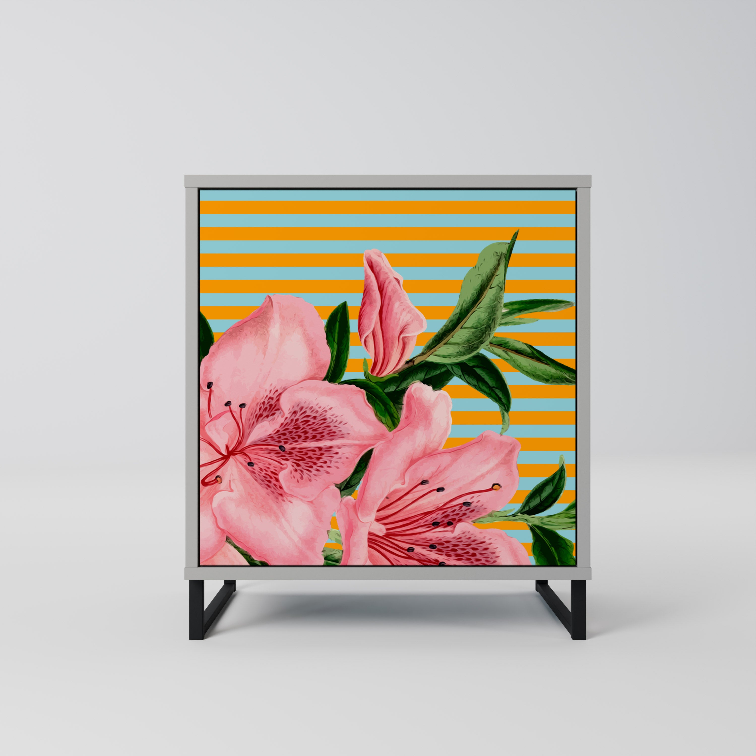 Aparador de 1 puerta FRAGILE BEAUTY en acabado gris