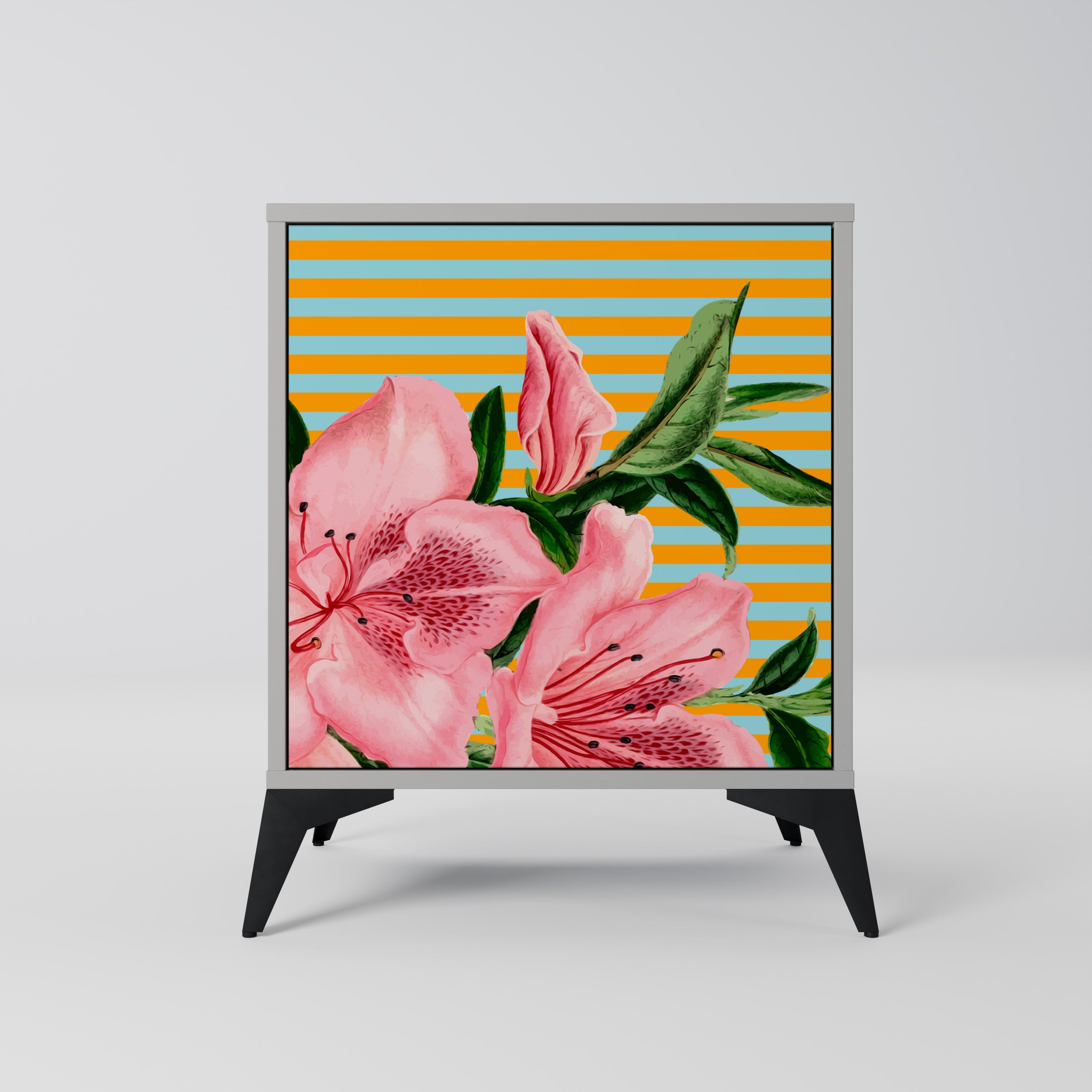 Aparador de 1 puerta FRAGILE BEAUTY en acabado gris