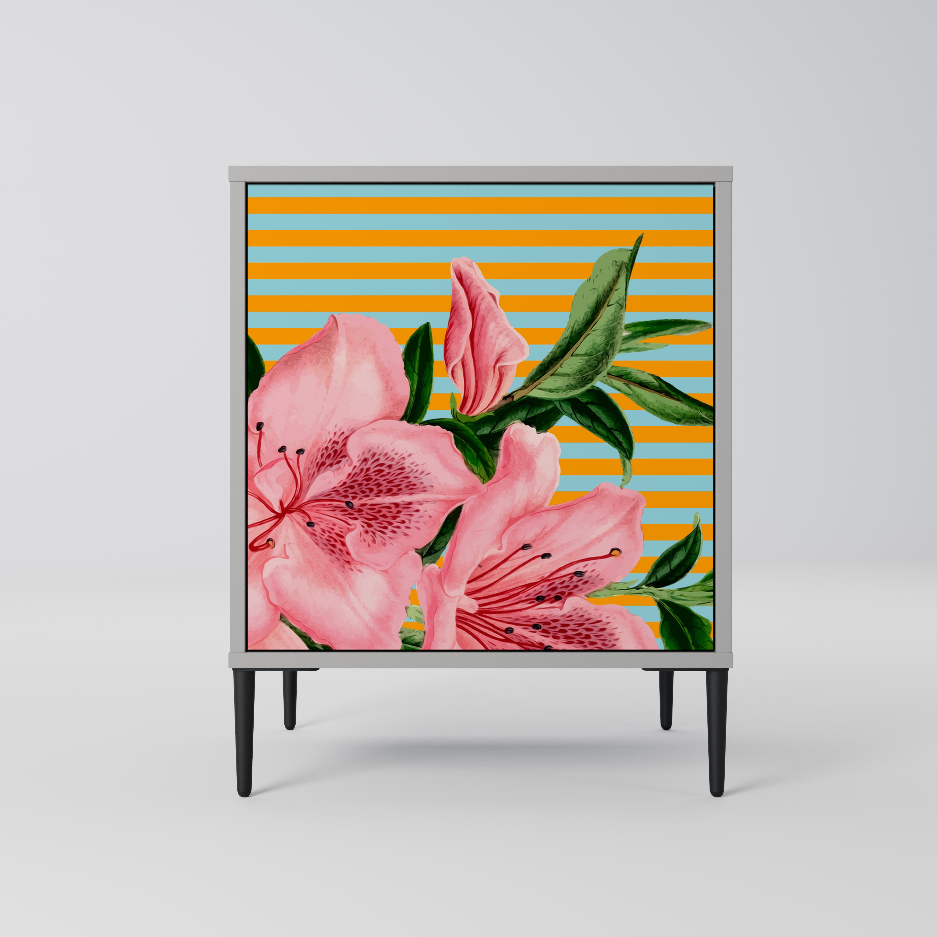 Aparador de 1 puerta FRAGILE BEAUTY en acabado gris