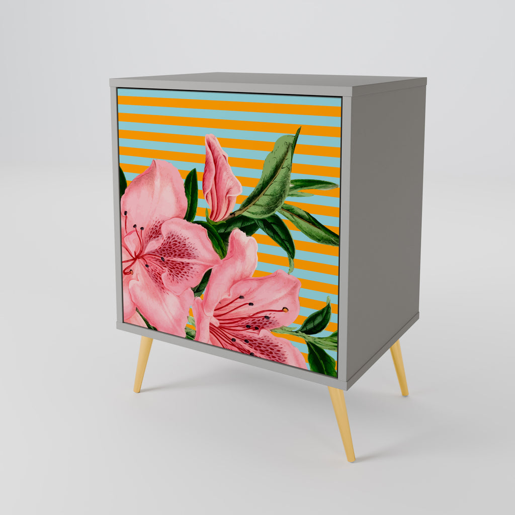 Aparador de 1 puerta FRAGILE BEAUTY en acabado gris