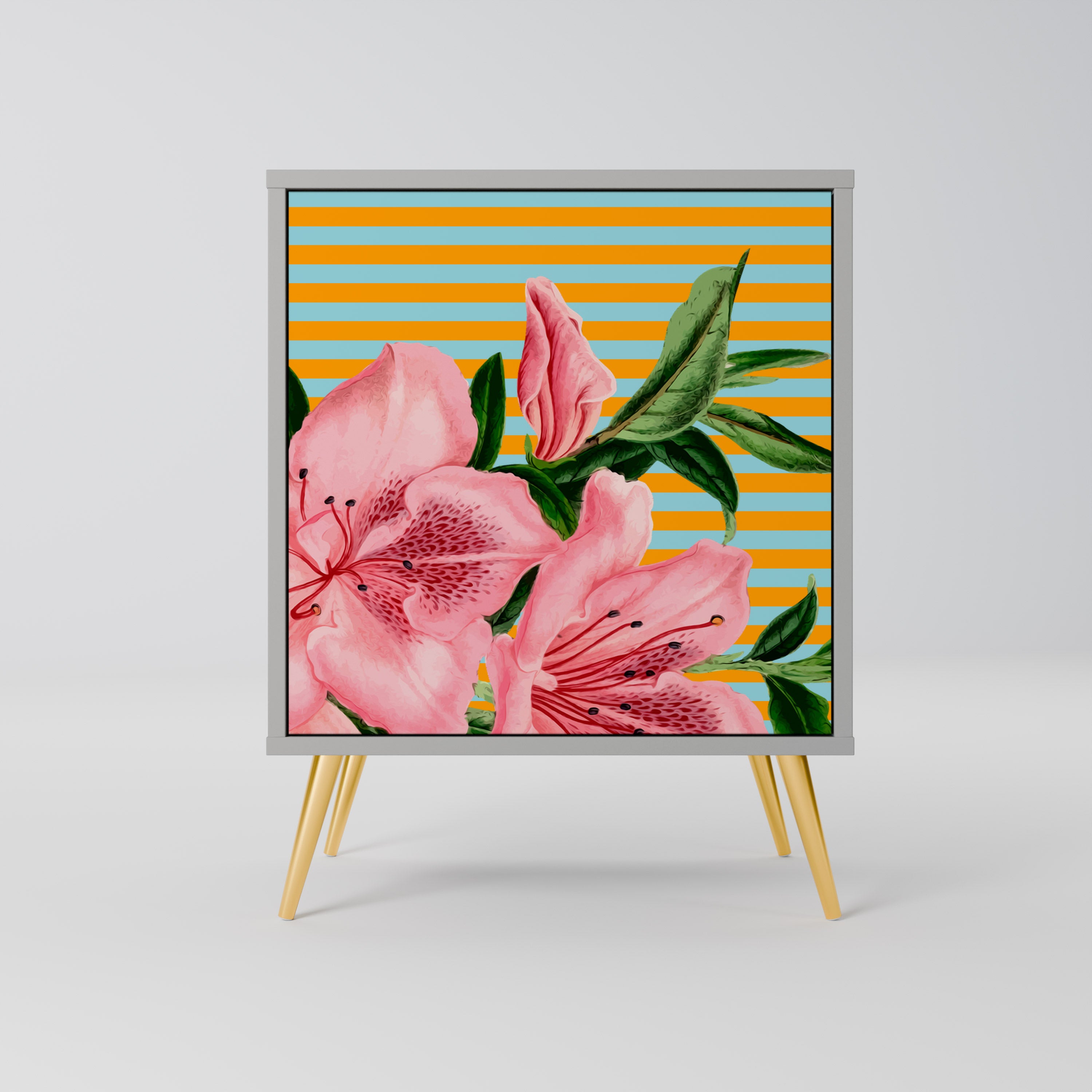 Aparador de 1 puerta FRAGILE BEAUTY en acabado gris