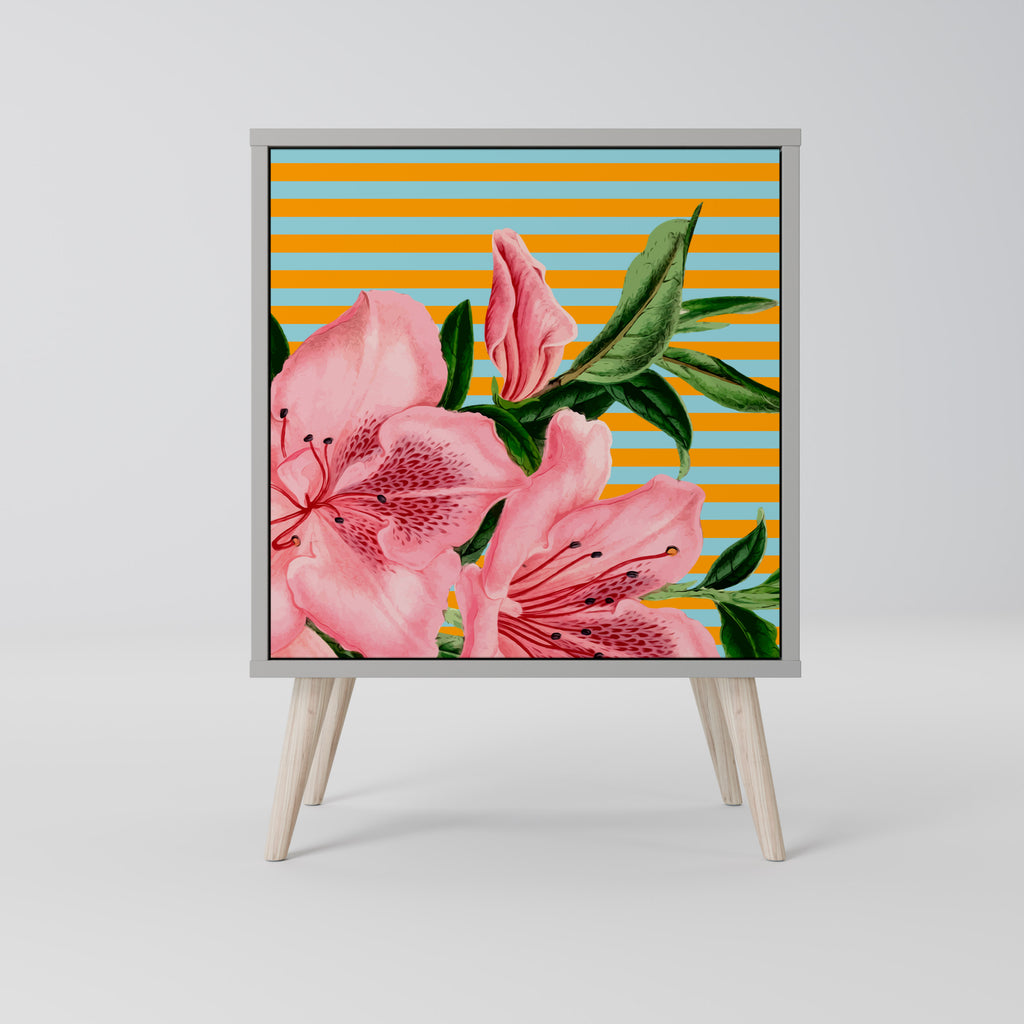 Aparador de 1 puerta FRAGILE BEAUTY en acabado gris