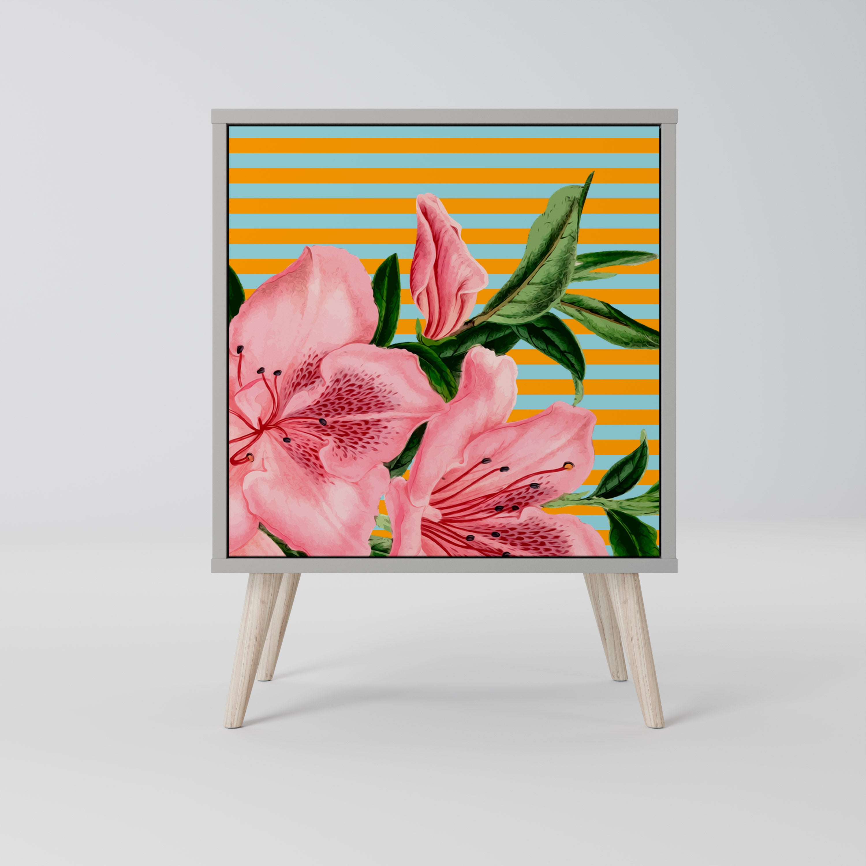 Aparador de 1 puerta FRAGILE BEAUTY en acabado gris