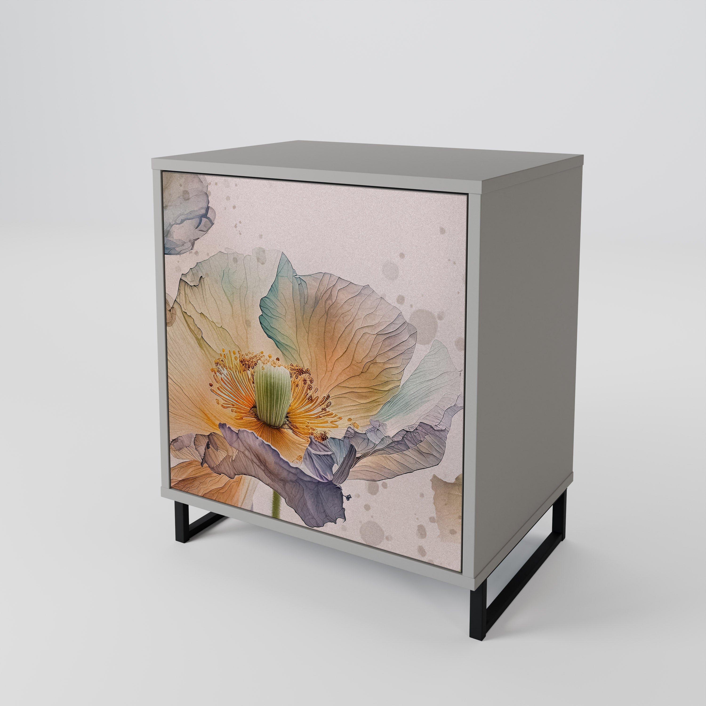 Aparador SOFTEN POPPY de 1 puerta en acabado gris