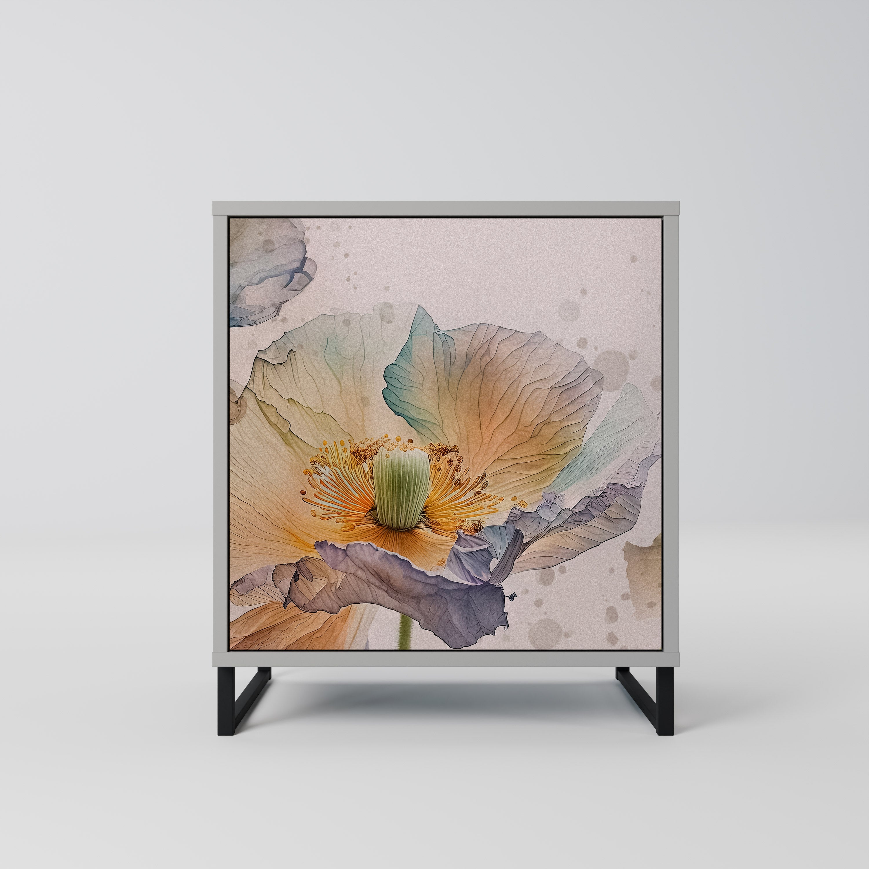 Aparador SOFTEN POPPY de 1 puerta en acabado gris