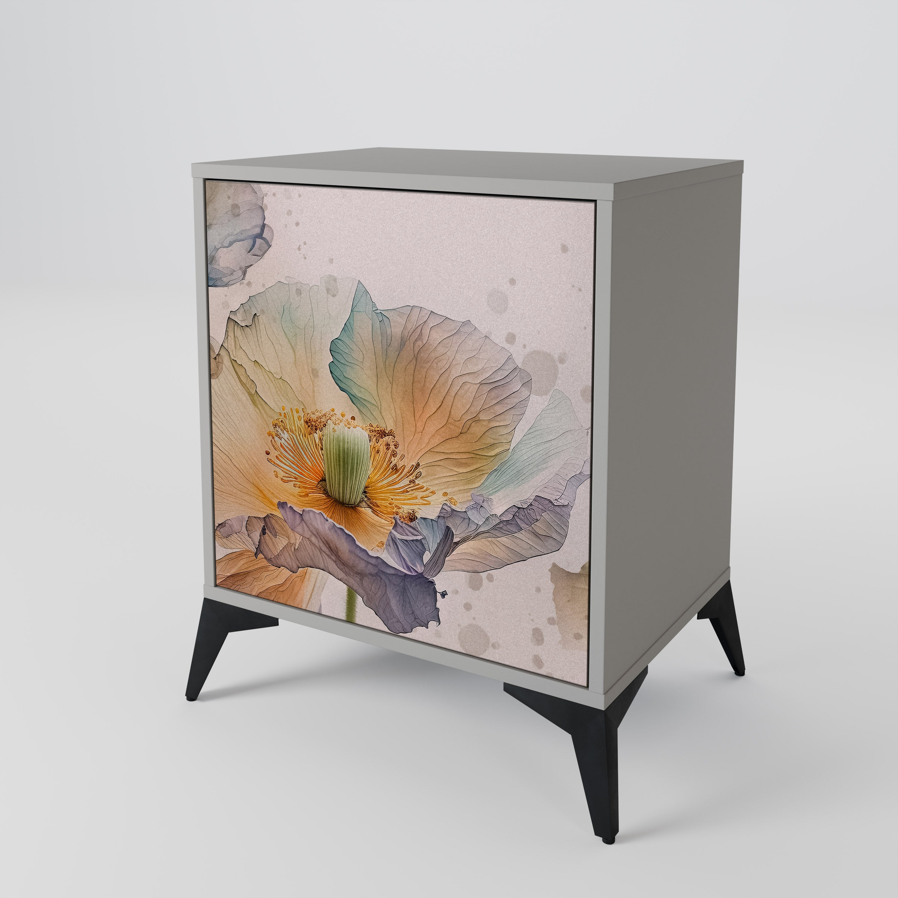 Aparador SOFTEN POPPY de 1 puerta en acabado gris