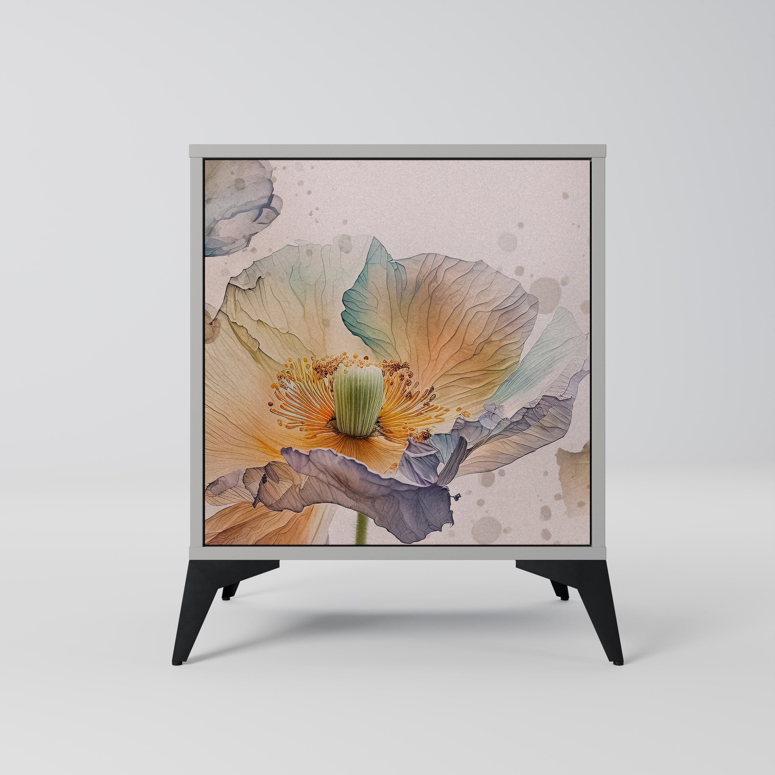 Aparador SOFTEN POPPY de 1 puerta en acabado gris