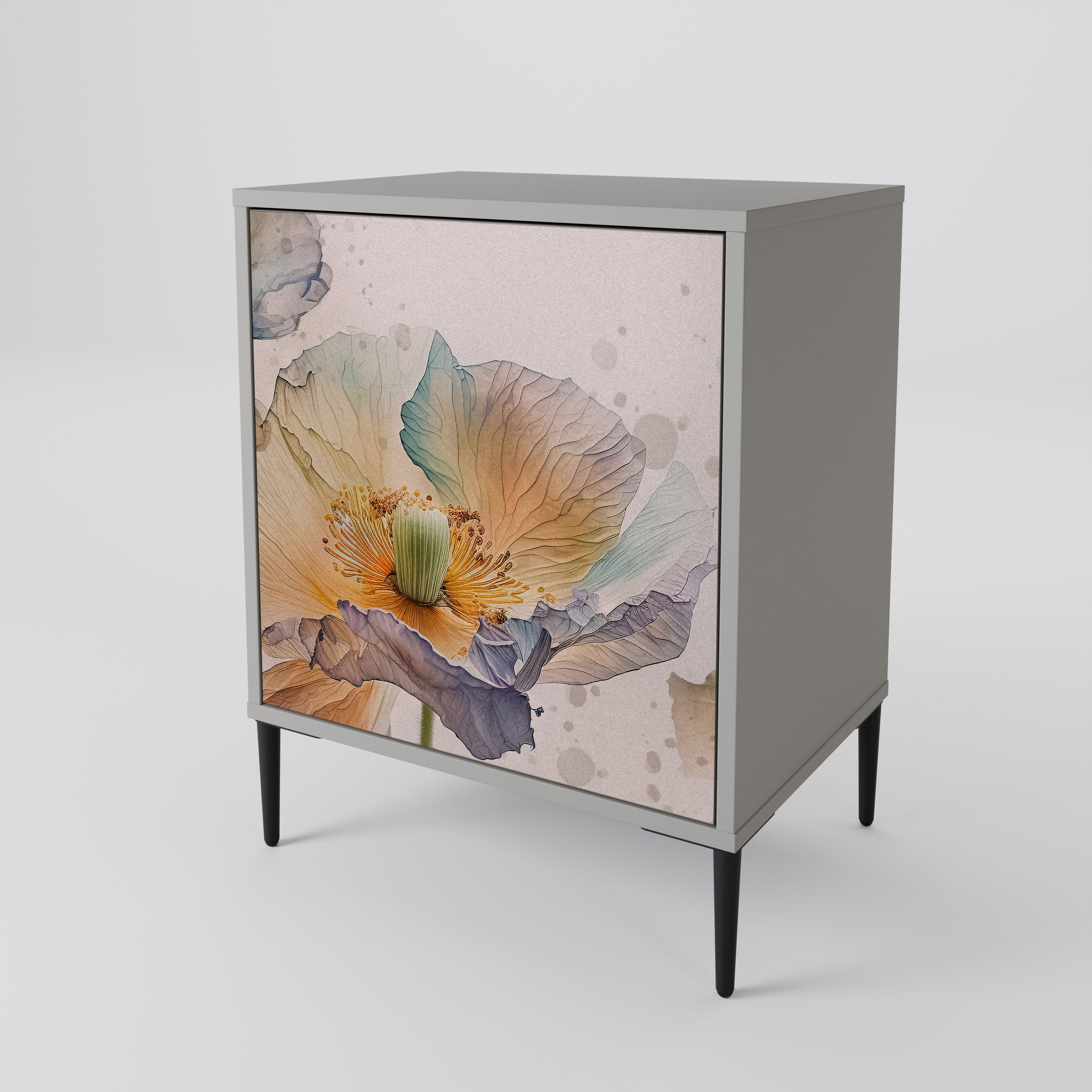 Aparador SOFTEN POPPY de 1 puerta en acabado gris