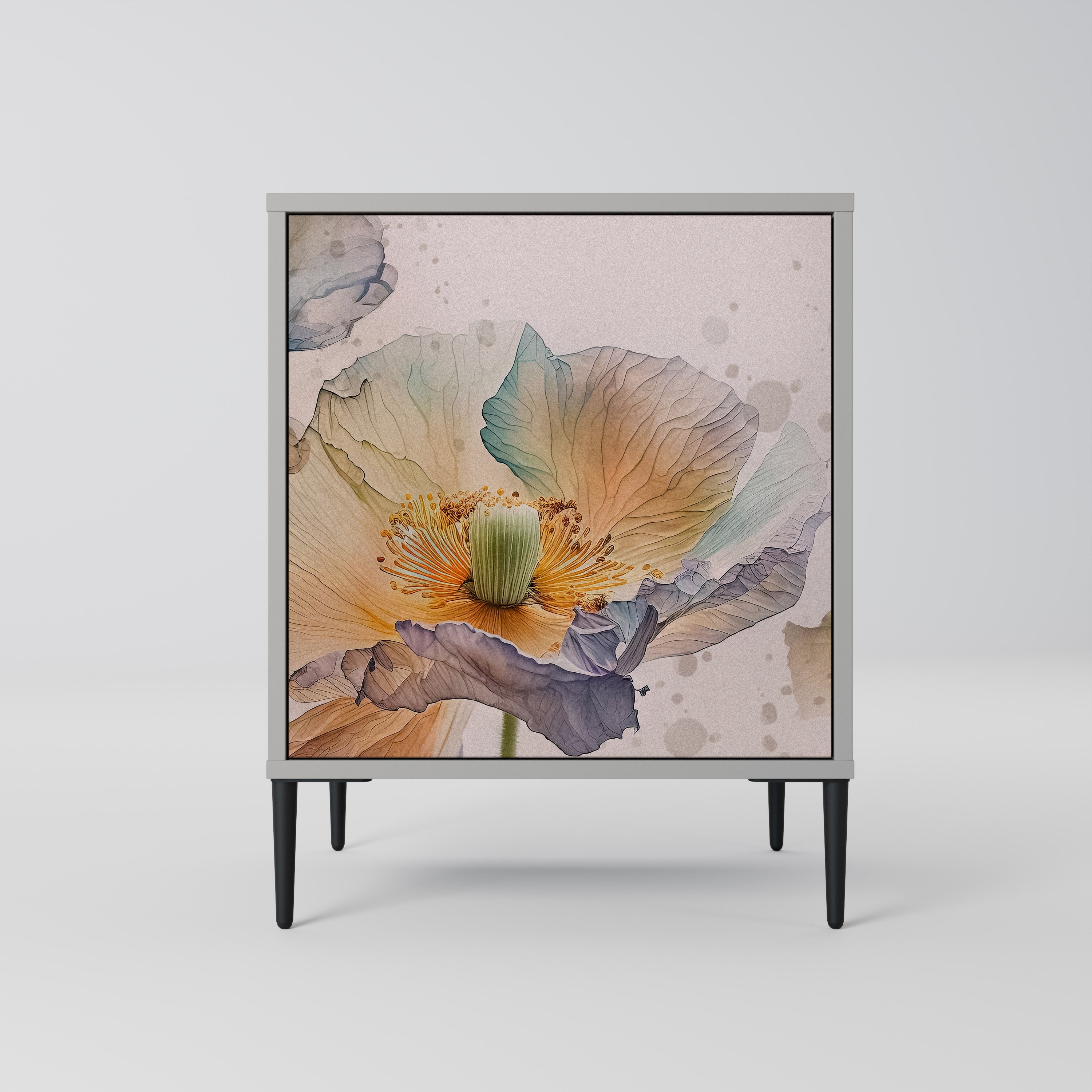 Aparador SOFTEN POPPY de 1 puerta en acabado gris