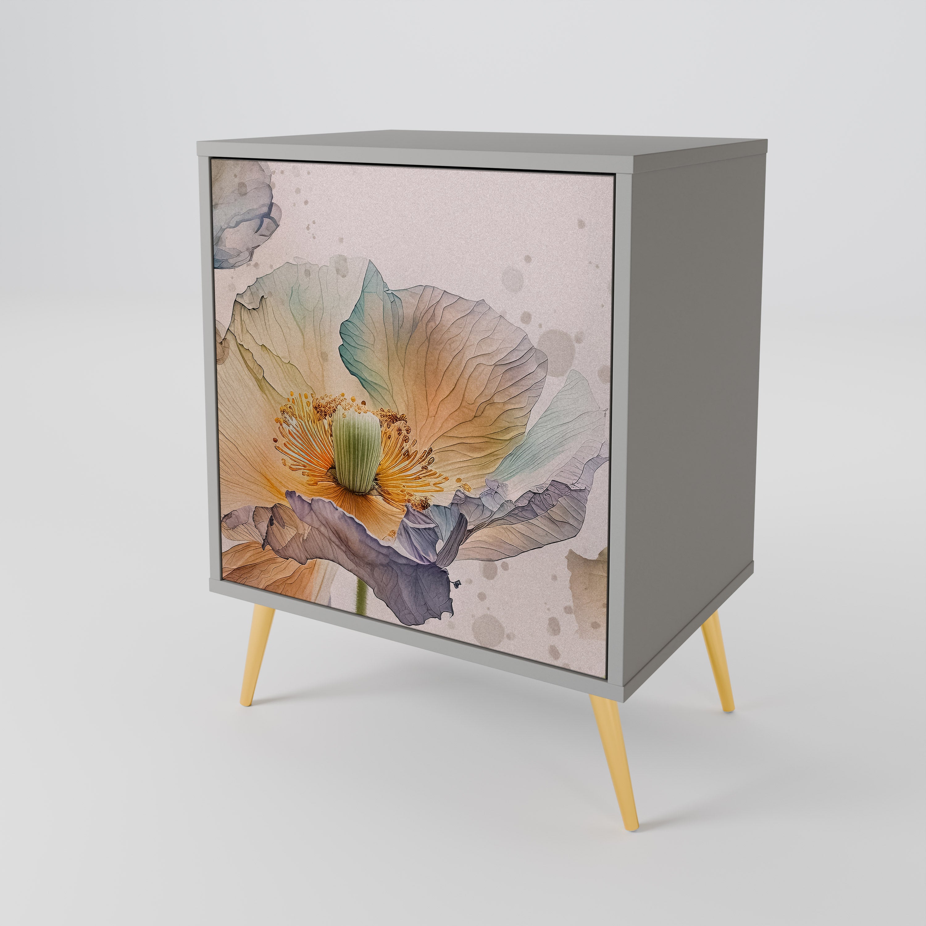 Aparador SOFTEN POPPY de 1 puerta en acabado gris