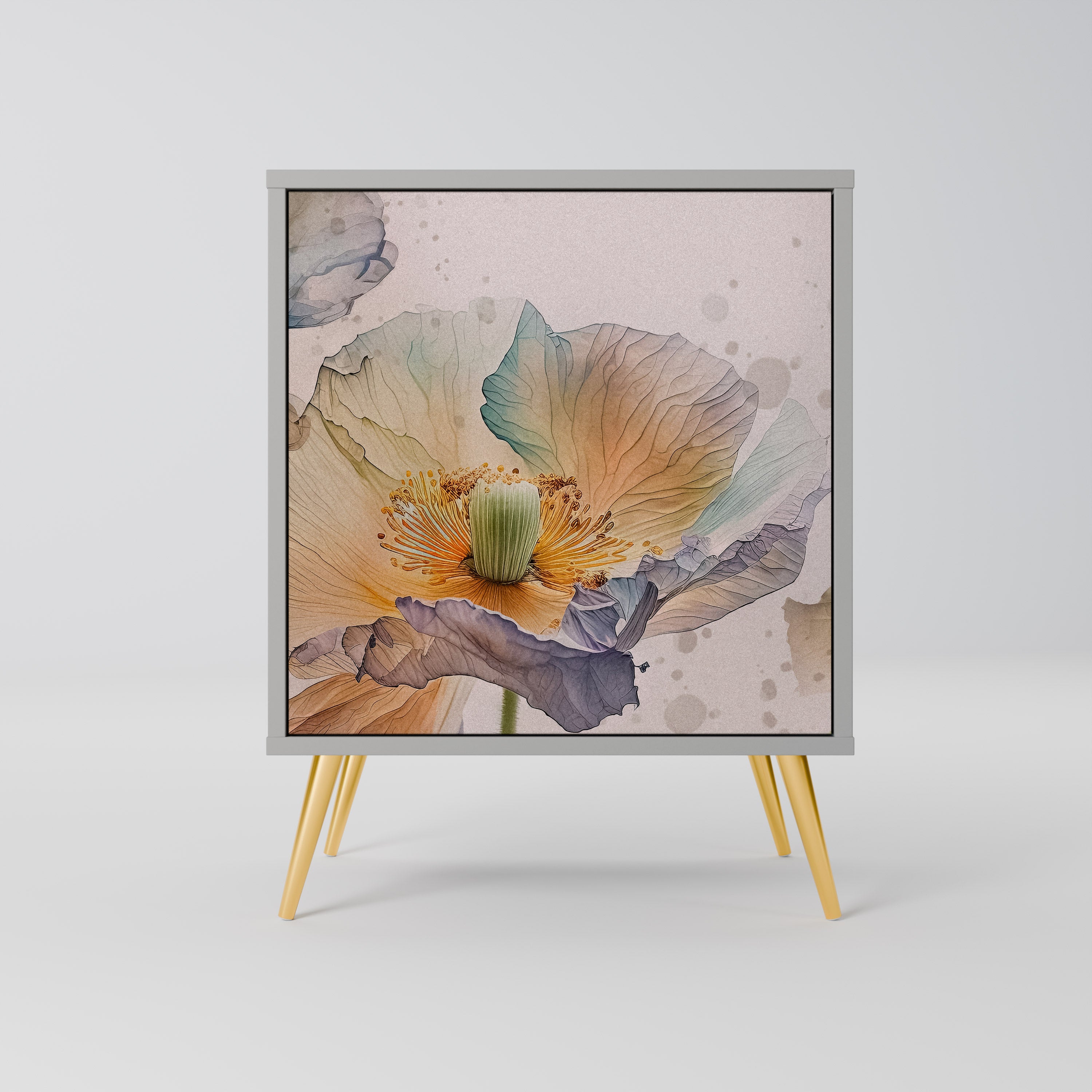 Aparador SOFTEN POPPY de 1 puerta en acabado gris