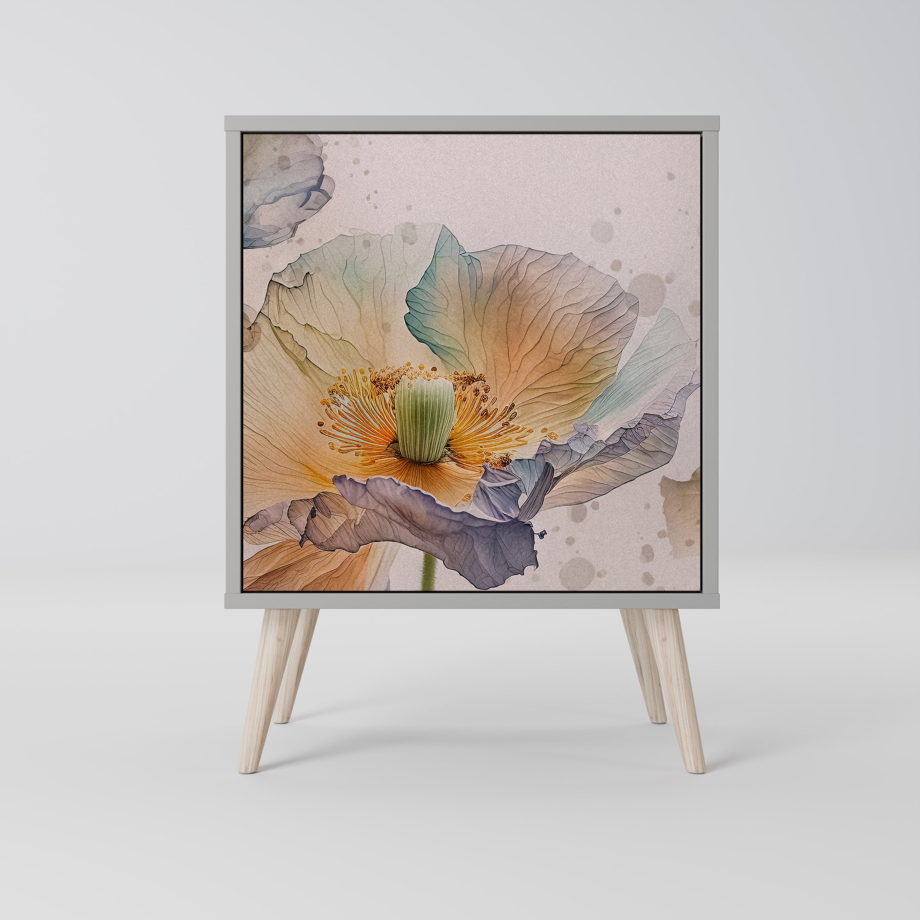 Aparador SOFTEN POPPY de 1 puerta en acabado gris