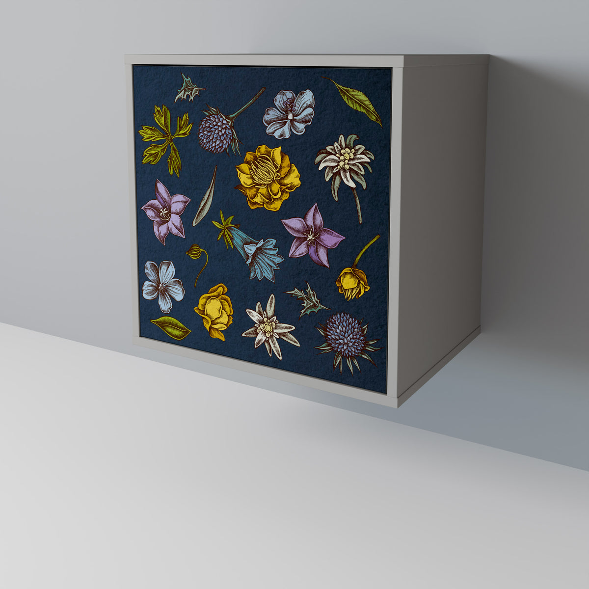 FLOWERS ON NAVY BLUE Aparador de 1 Puerta
