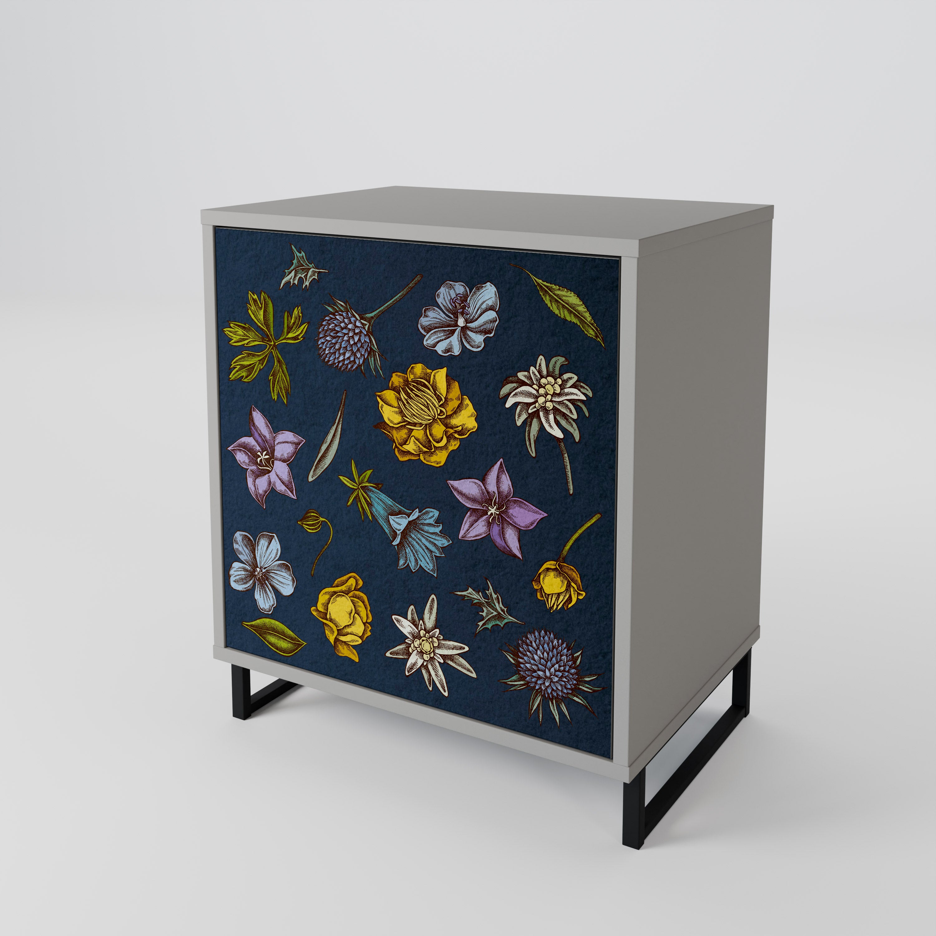 FLOWERS ON NAVY BLUE Aparador de 1 Puerta