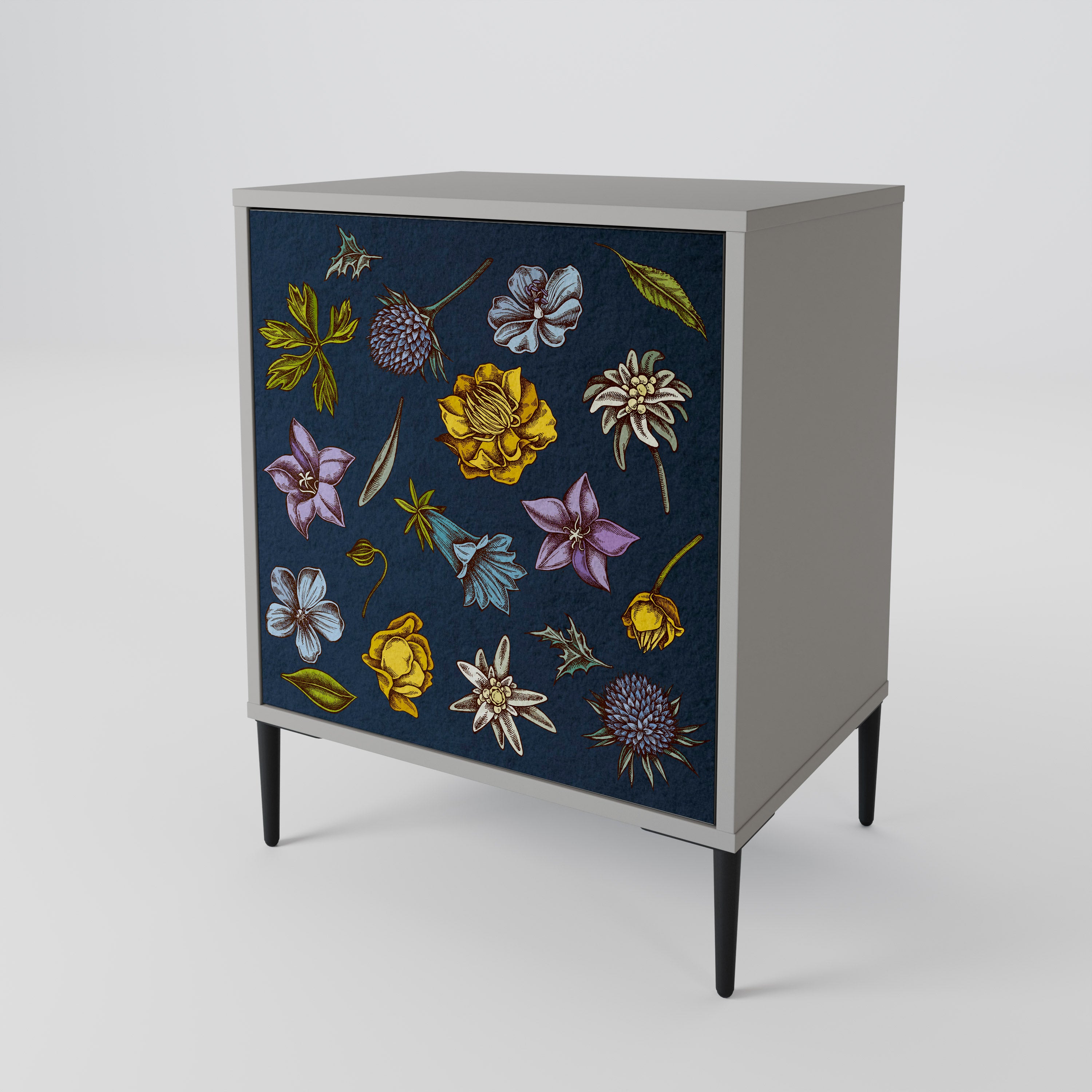 FLOWERS ON NAVY BLUE Aparador de 1 Puerta