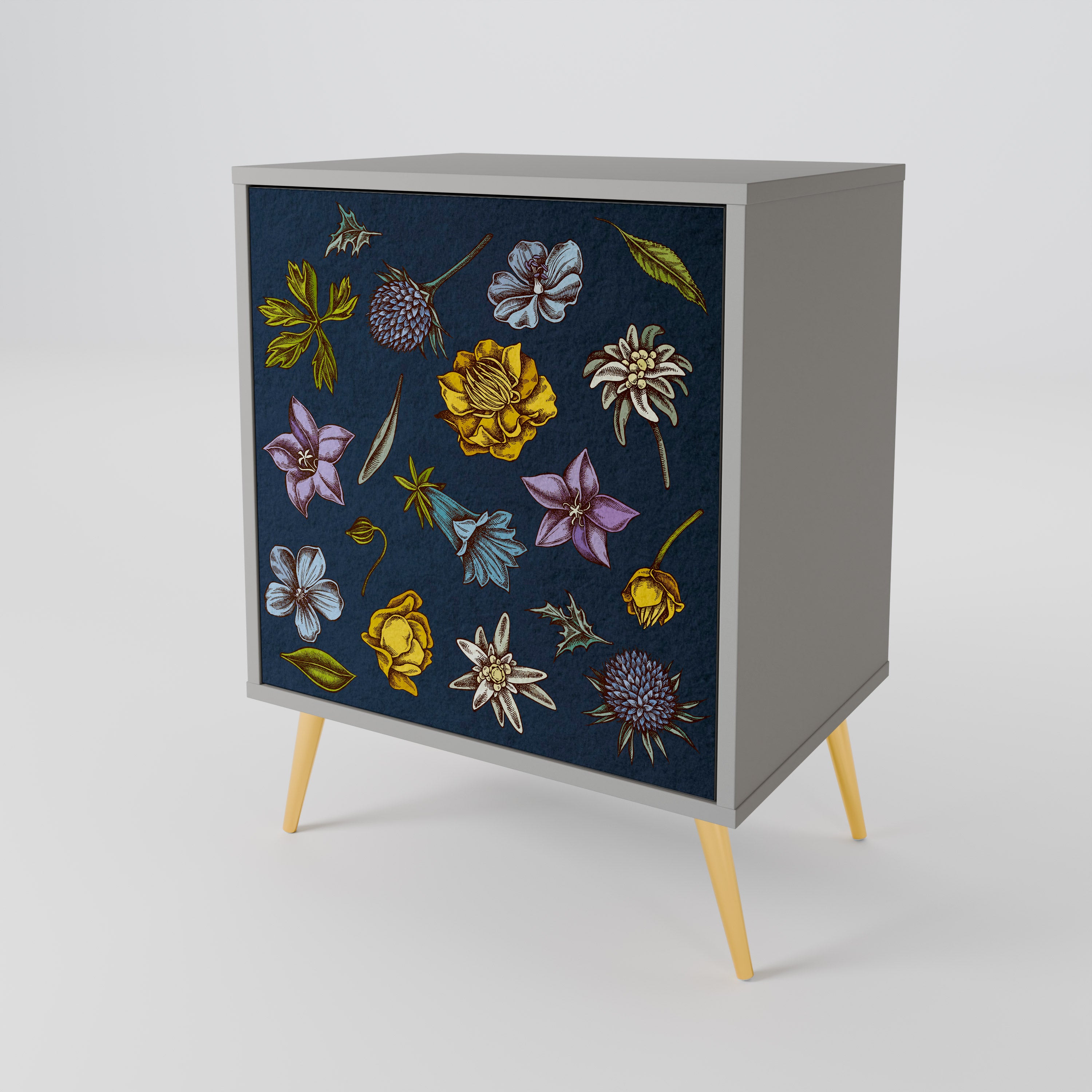 FLOWERS ON NAVY BLUE Aparador de 1 Puerta