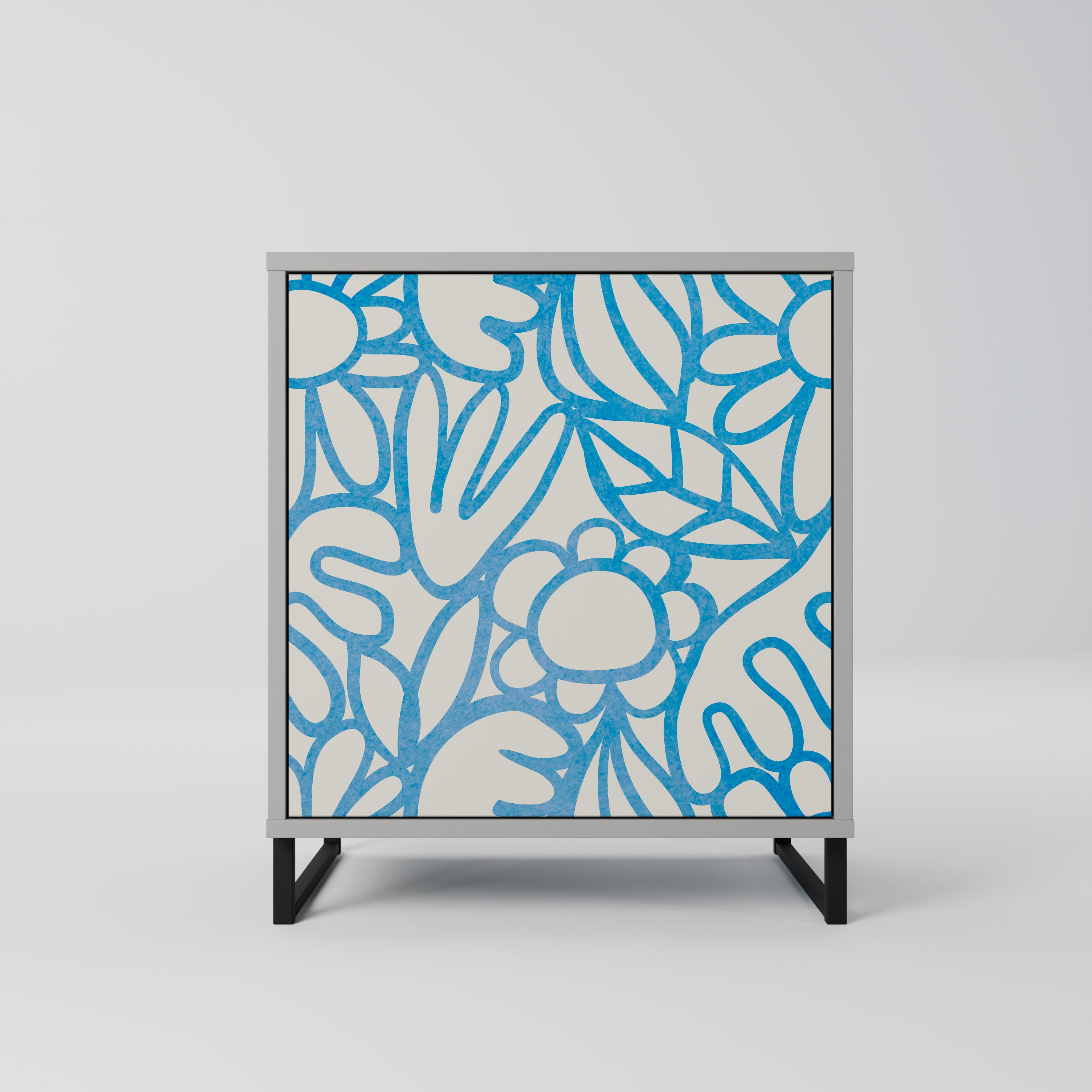 BLOOMY MORNING 1-Door Sideboard in Grey Finish