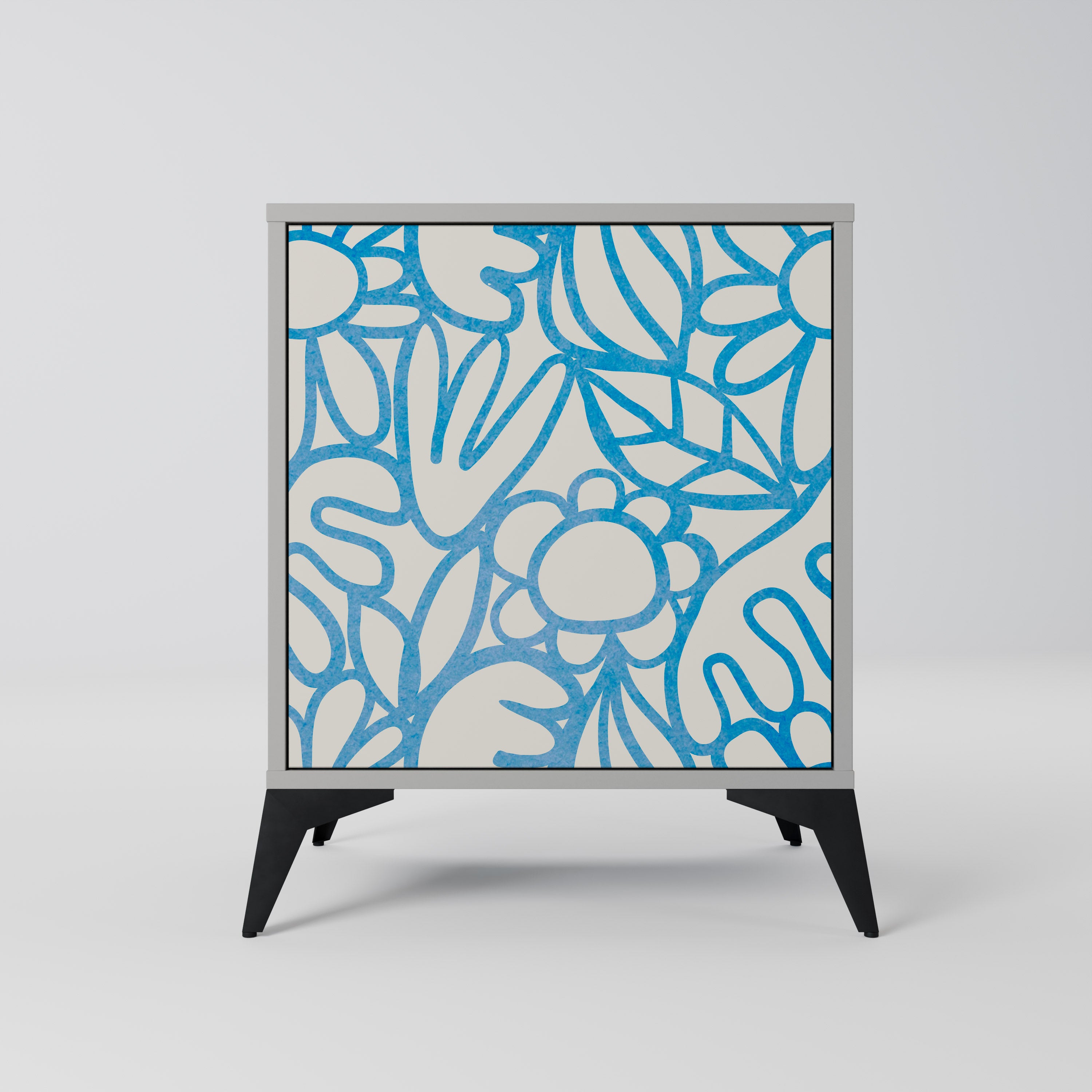 BLOOMY MORNING 1-Door Sideboard in Grey Finish