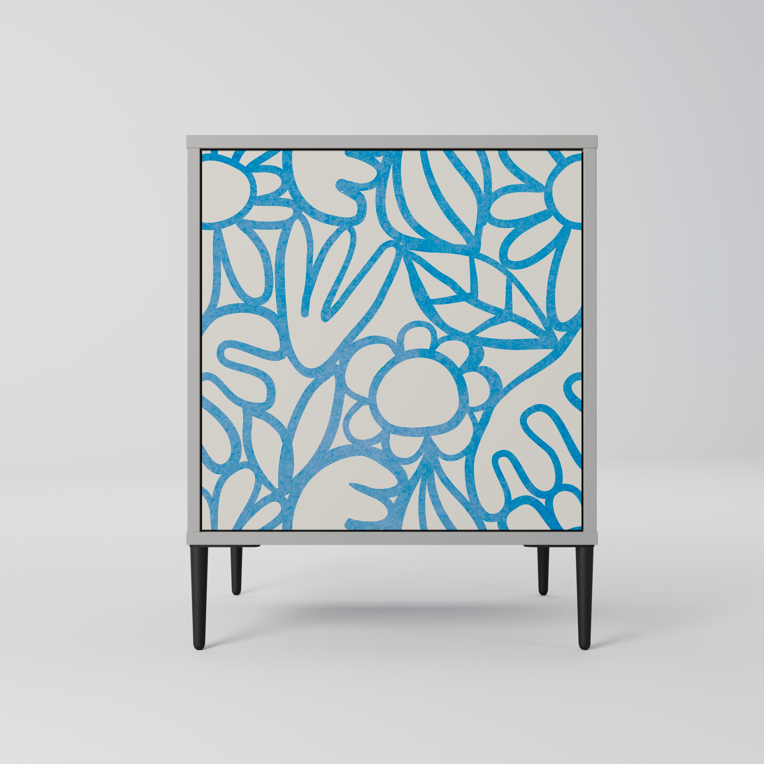 BLOOMY MORNING 1-Door Sideboard in Grey Finish