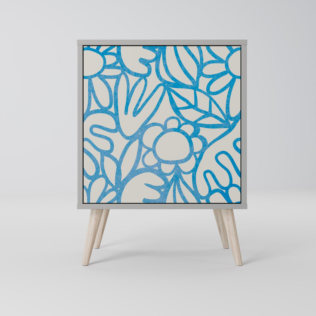 BLOOMY MORNING 1-Door Sideboard in Grey Finish