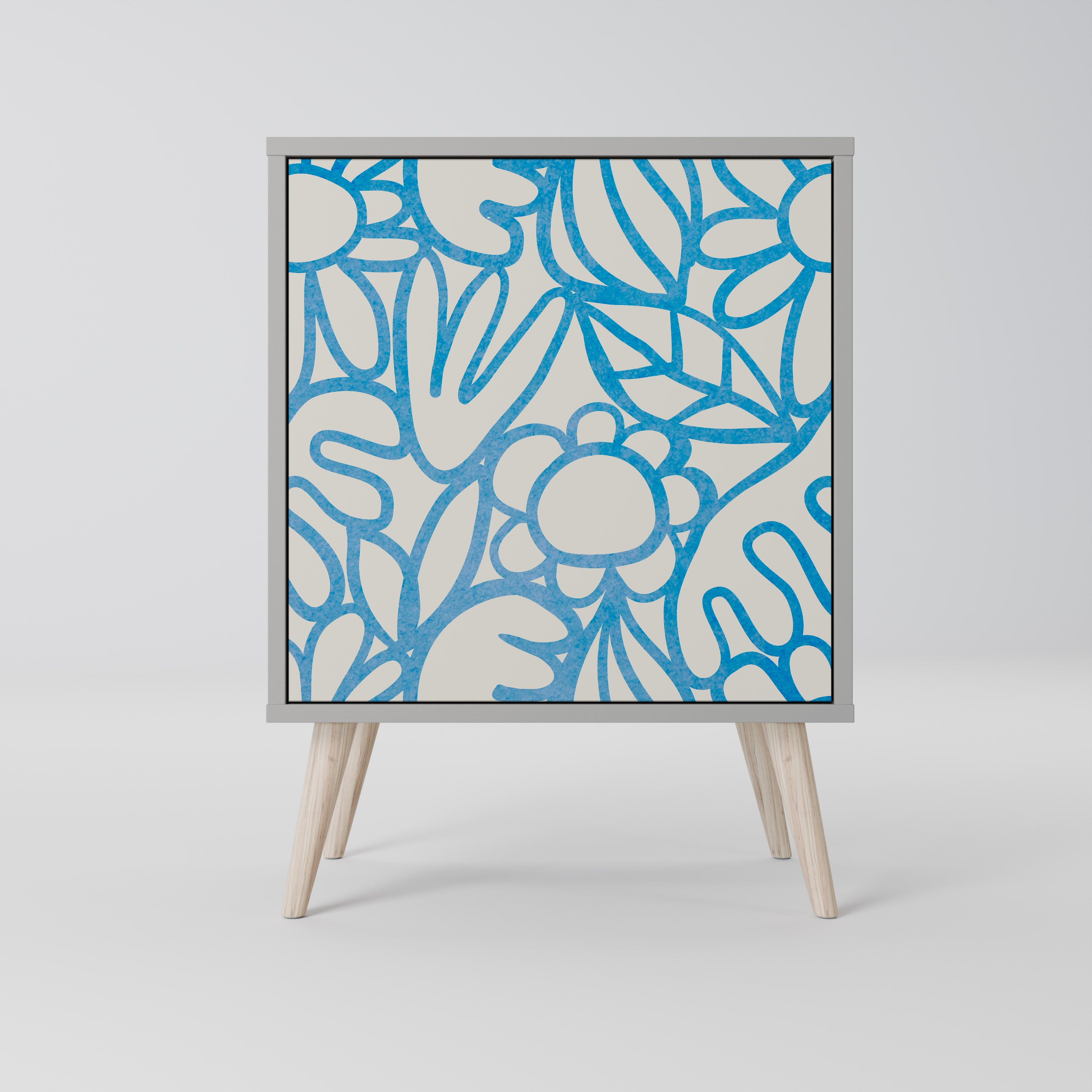 BLOOMY MORNING 1-Door Sideboard in Grey Finish