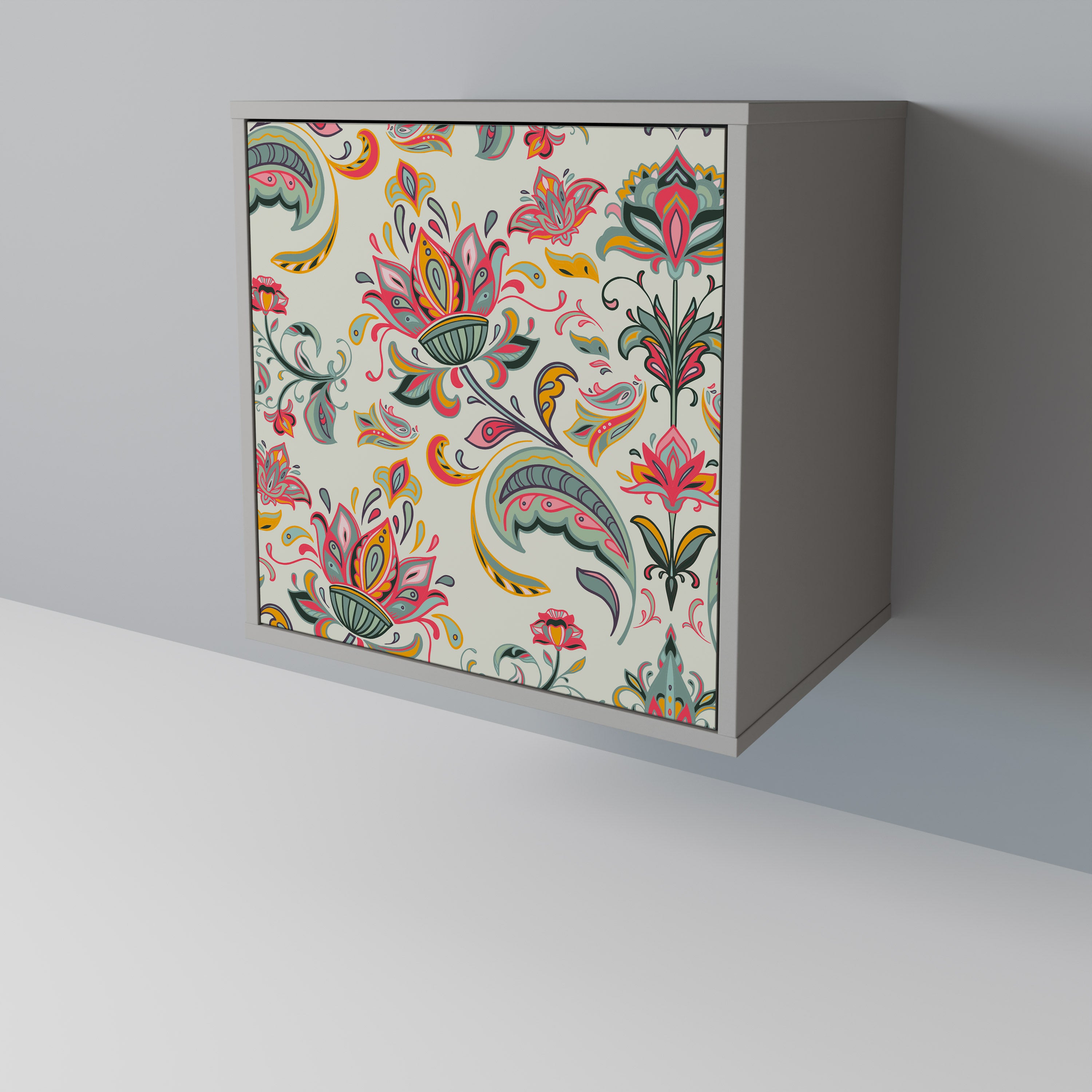 Aparador de una puerta ORGANIC FOLKLORE en acabado gris