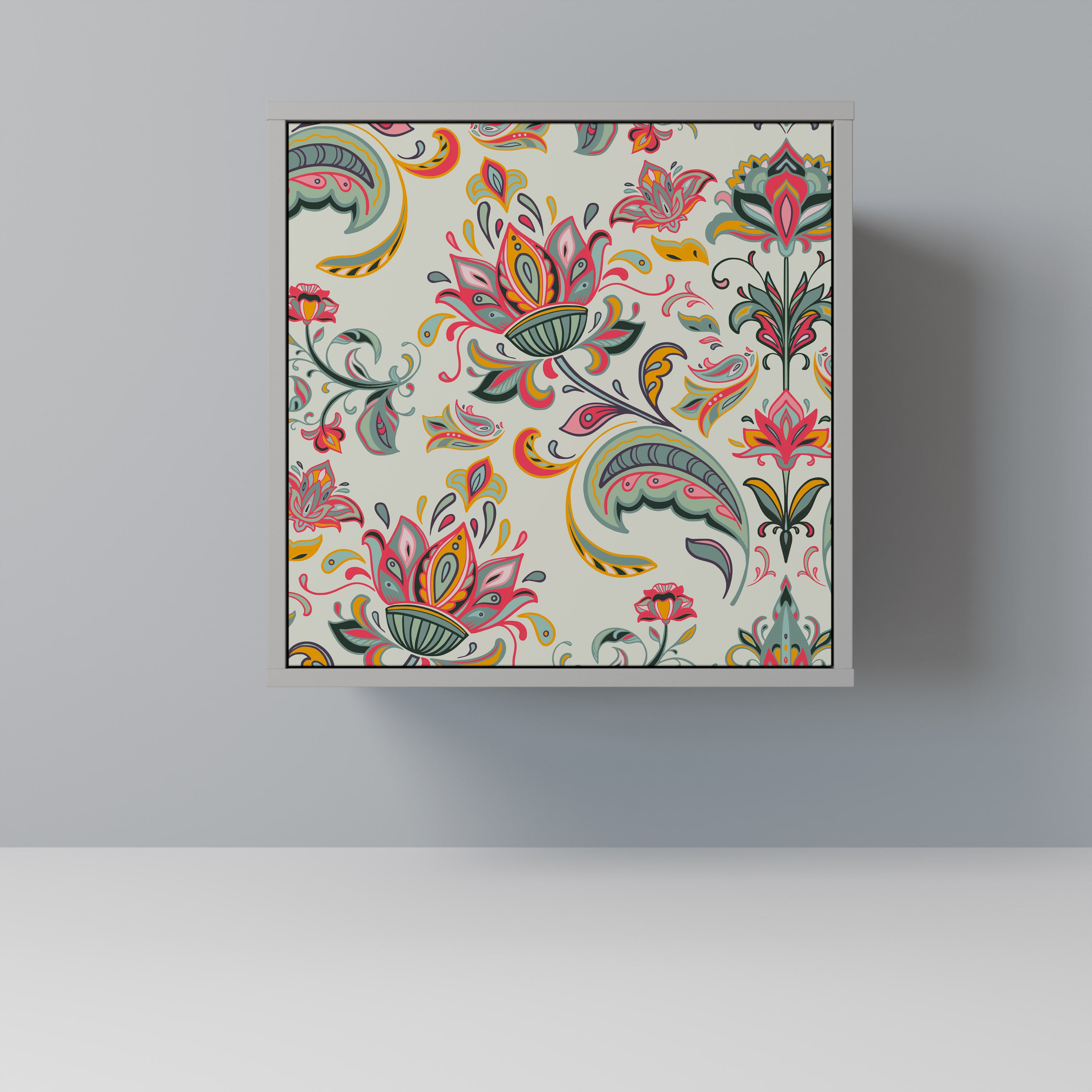 Aparador de una puerta ORGANIC FOLKLORE en acabado gris