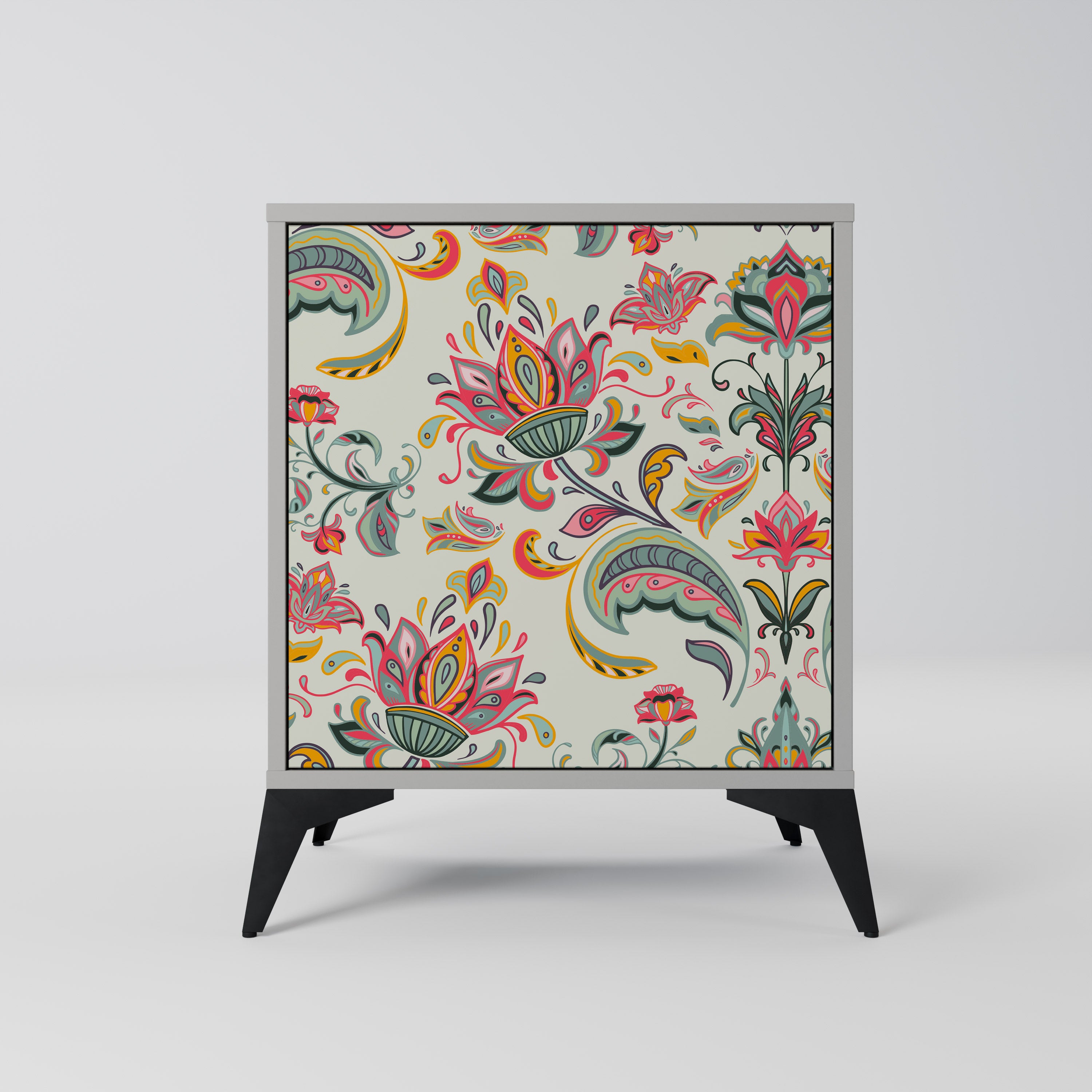 Aparador de una puerta ORGANIC FOLKLORE en acabado gris