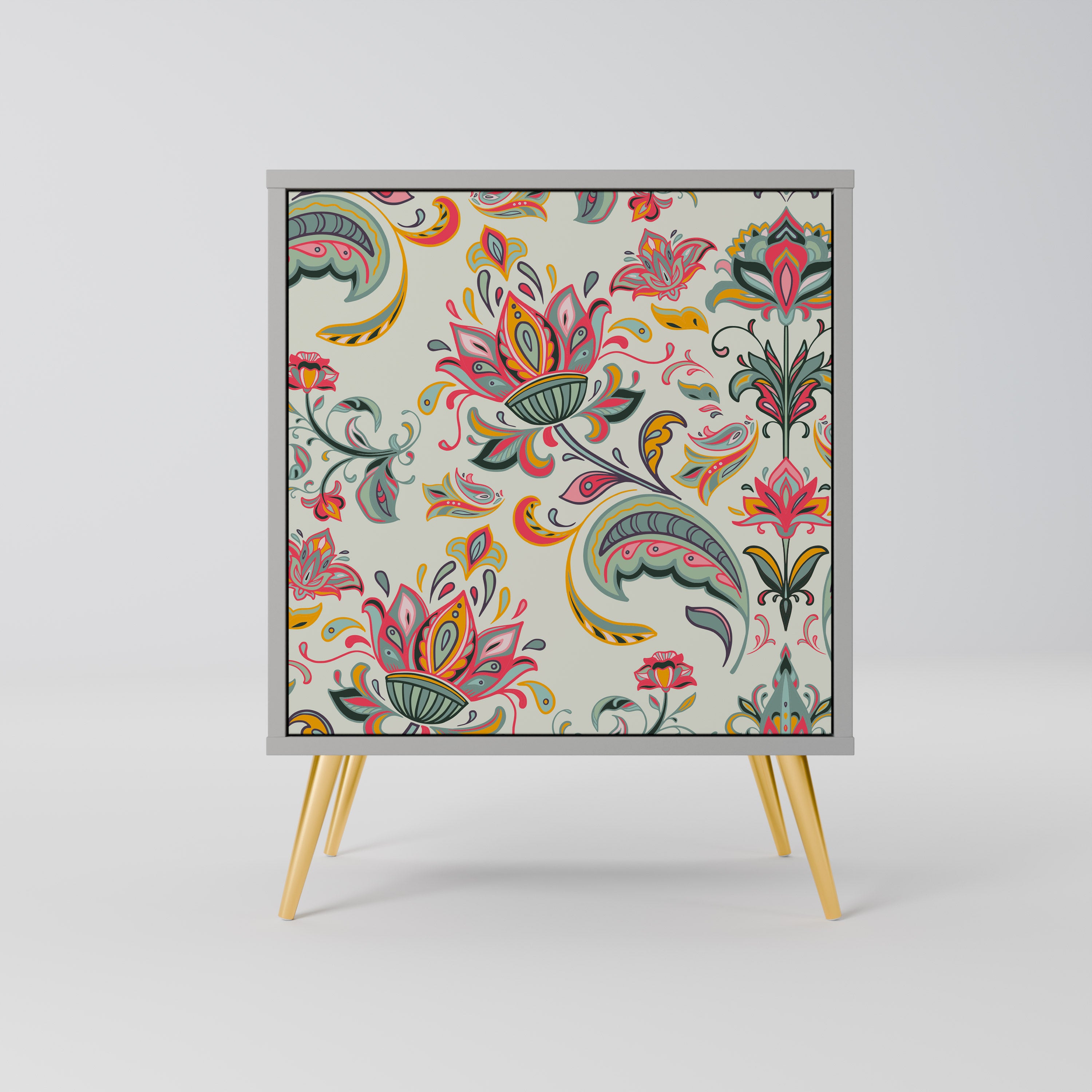 Aparador de una puerta ORGANIC FOLKLORE en acabado gris