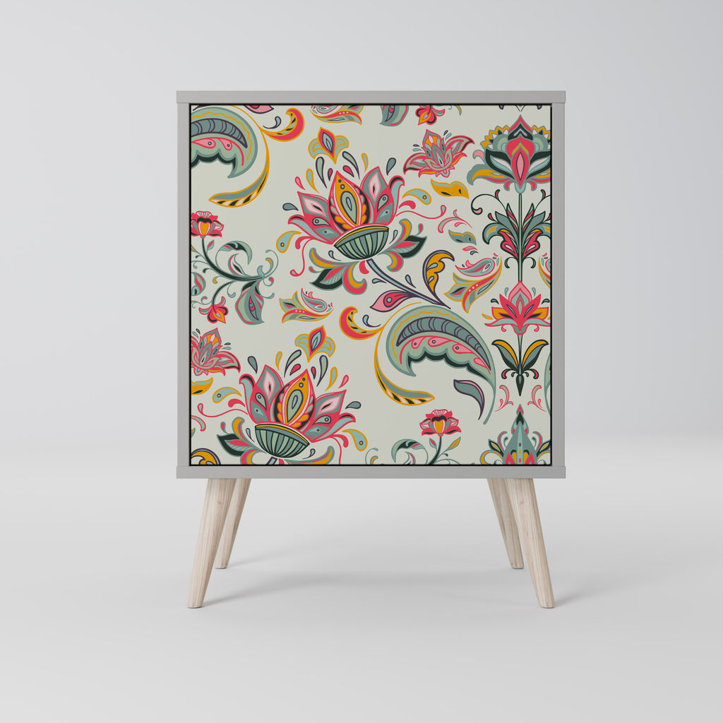 Aparador de una puerta ORGANIC FOLKLORE en acabado gris