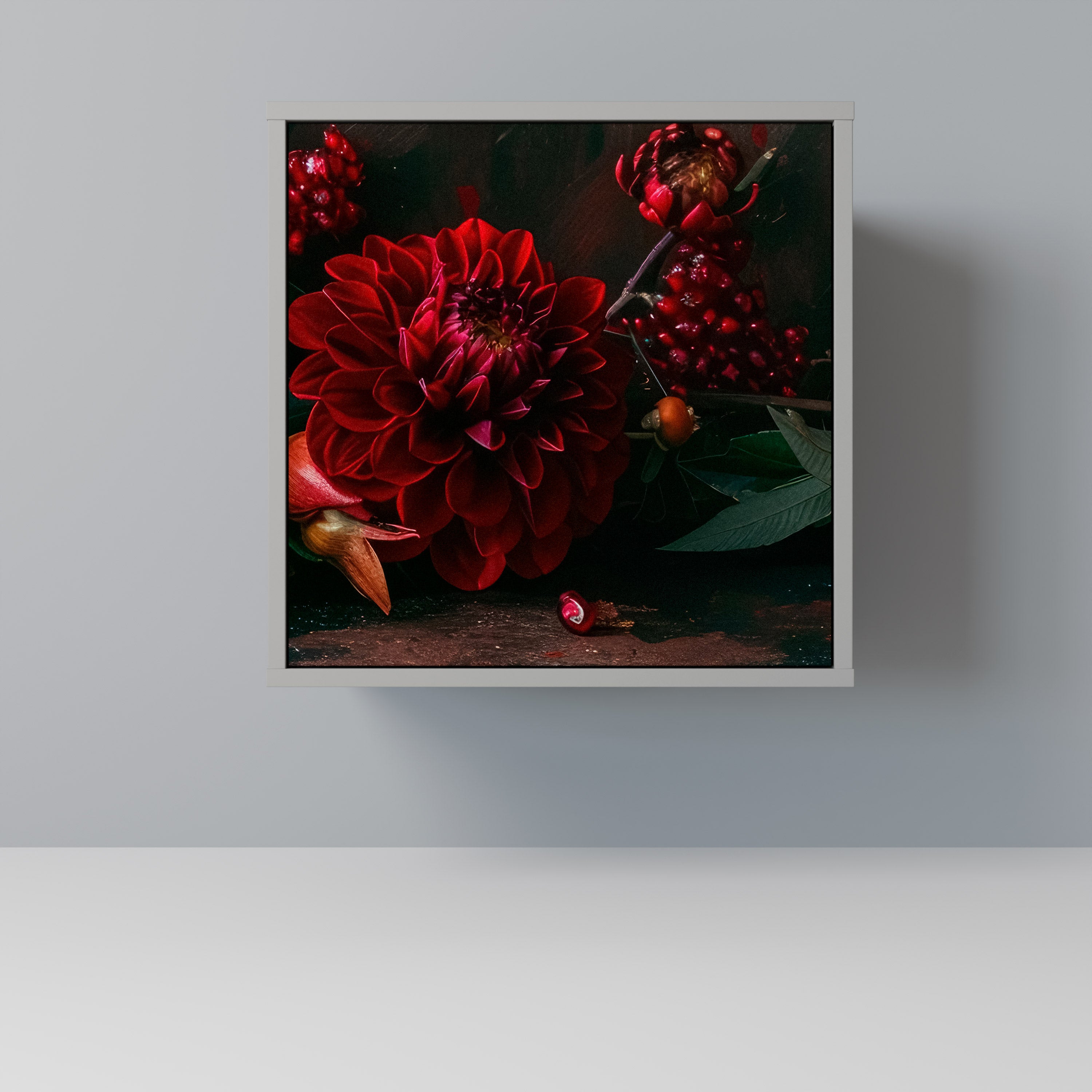 Aparador de una puerta DAHLIAS AND POMEGRANATES en acabado gris