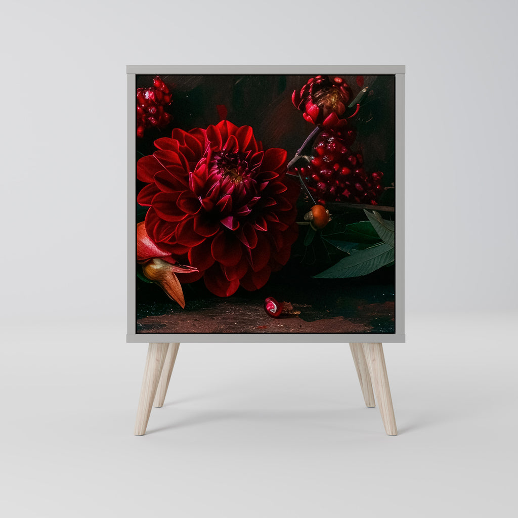 Aparador de una puerta DAHLIAS AND POMEGRANATES en acabado gris