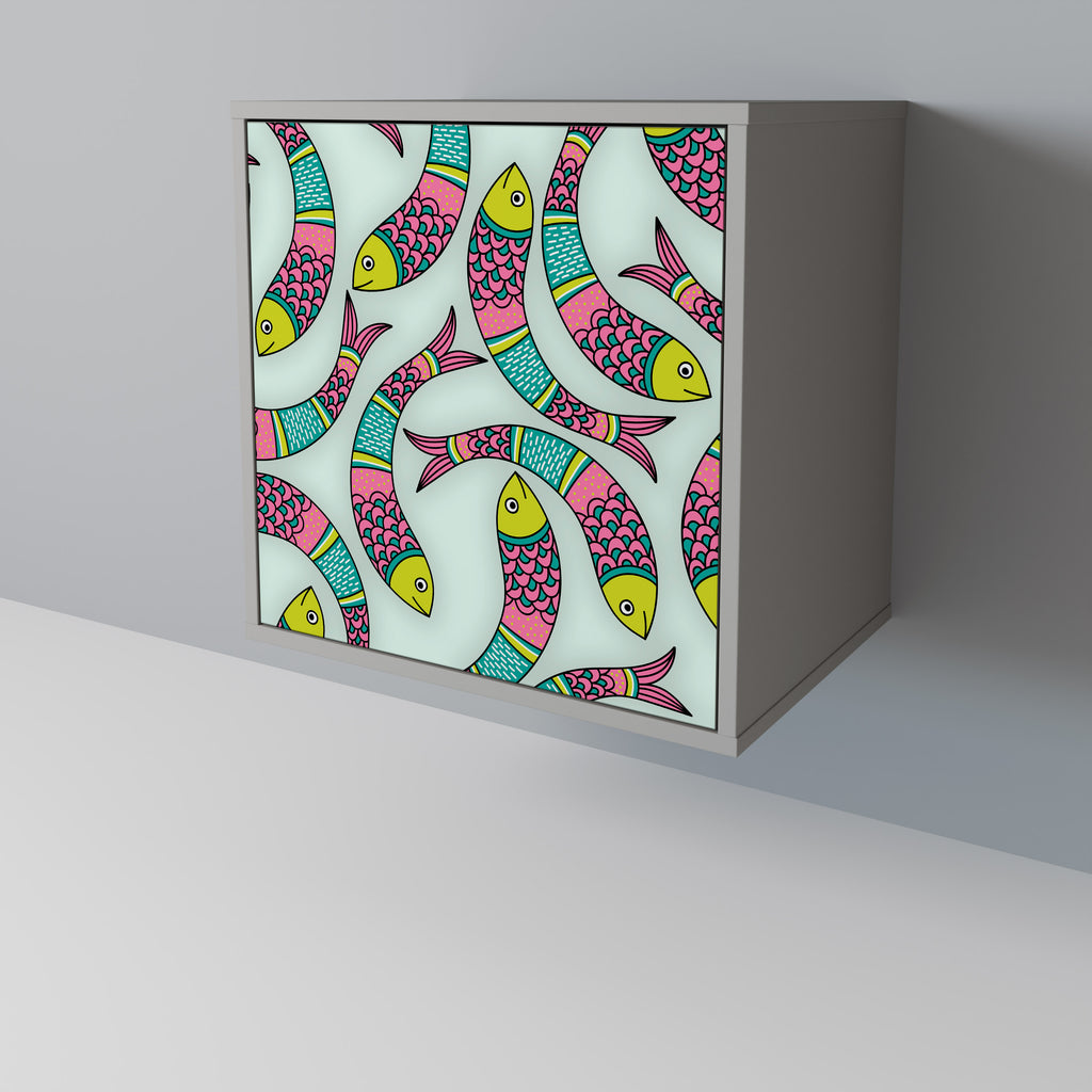 Aparador INDIAN FISH de 1 puerta en acabado gris