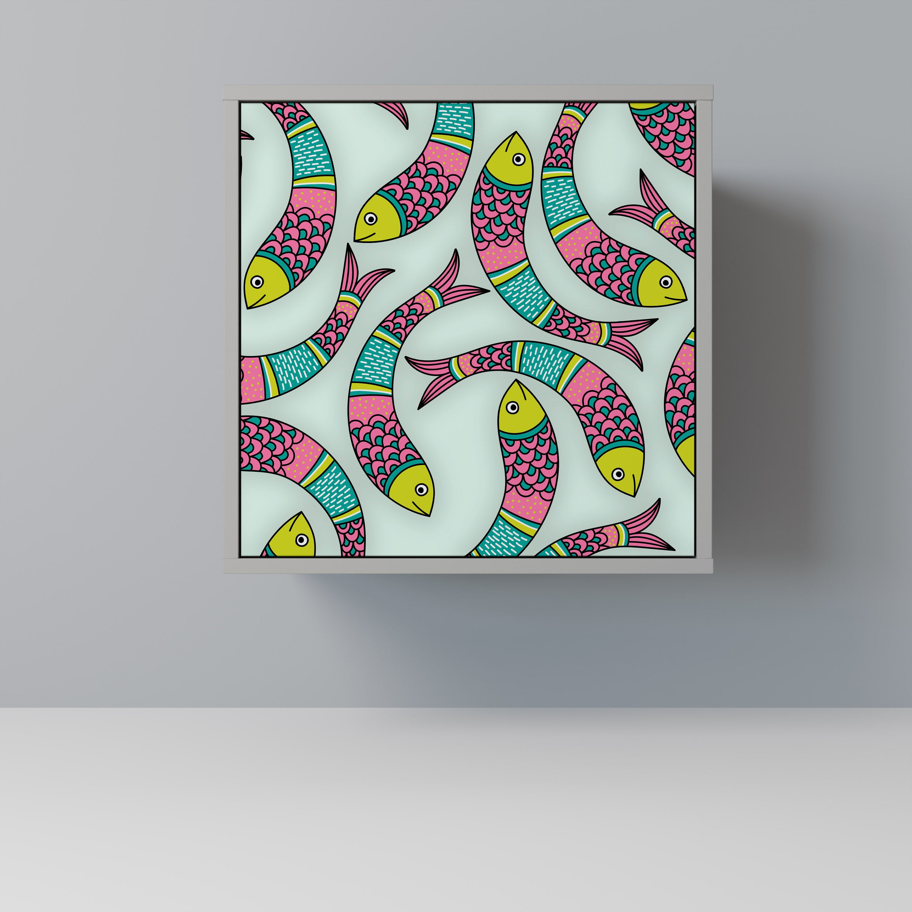 Aparador INDIAN FISH de 1 puerta en acabado gris