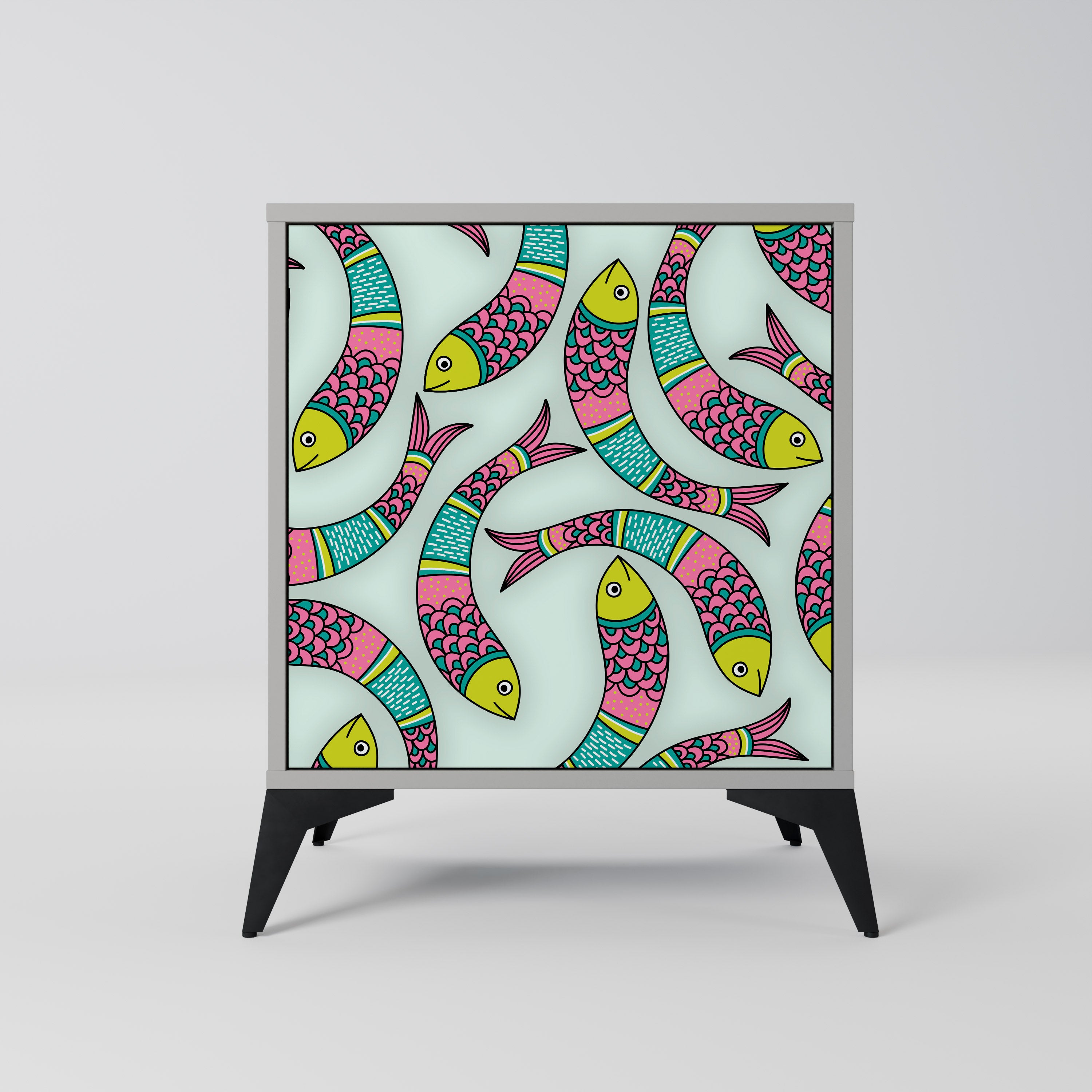 Aparador INDIAN FISH de 1 puerta en acabado gris