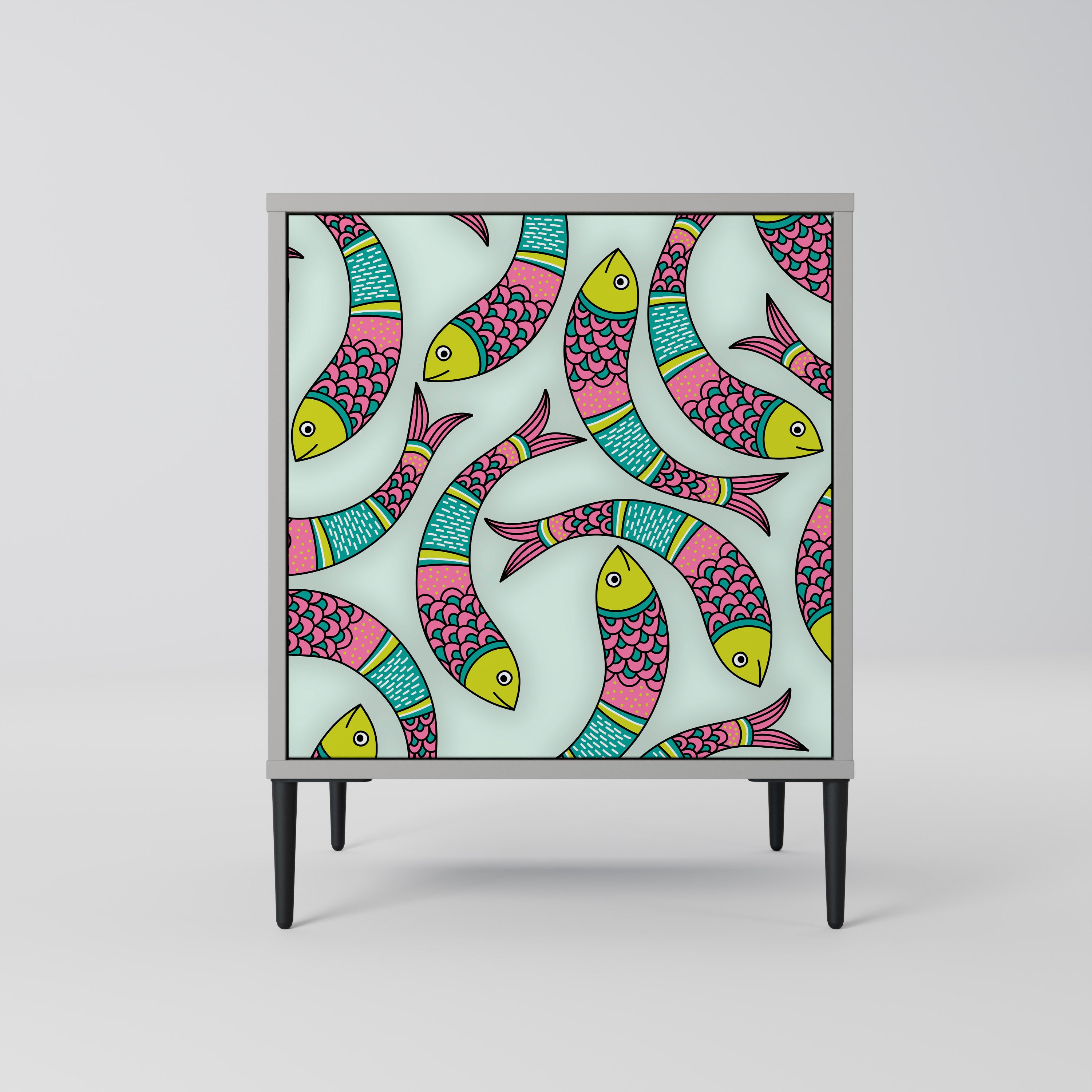 Aparador INDIAN FISH de 1 puerta en acabado gris