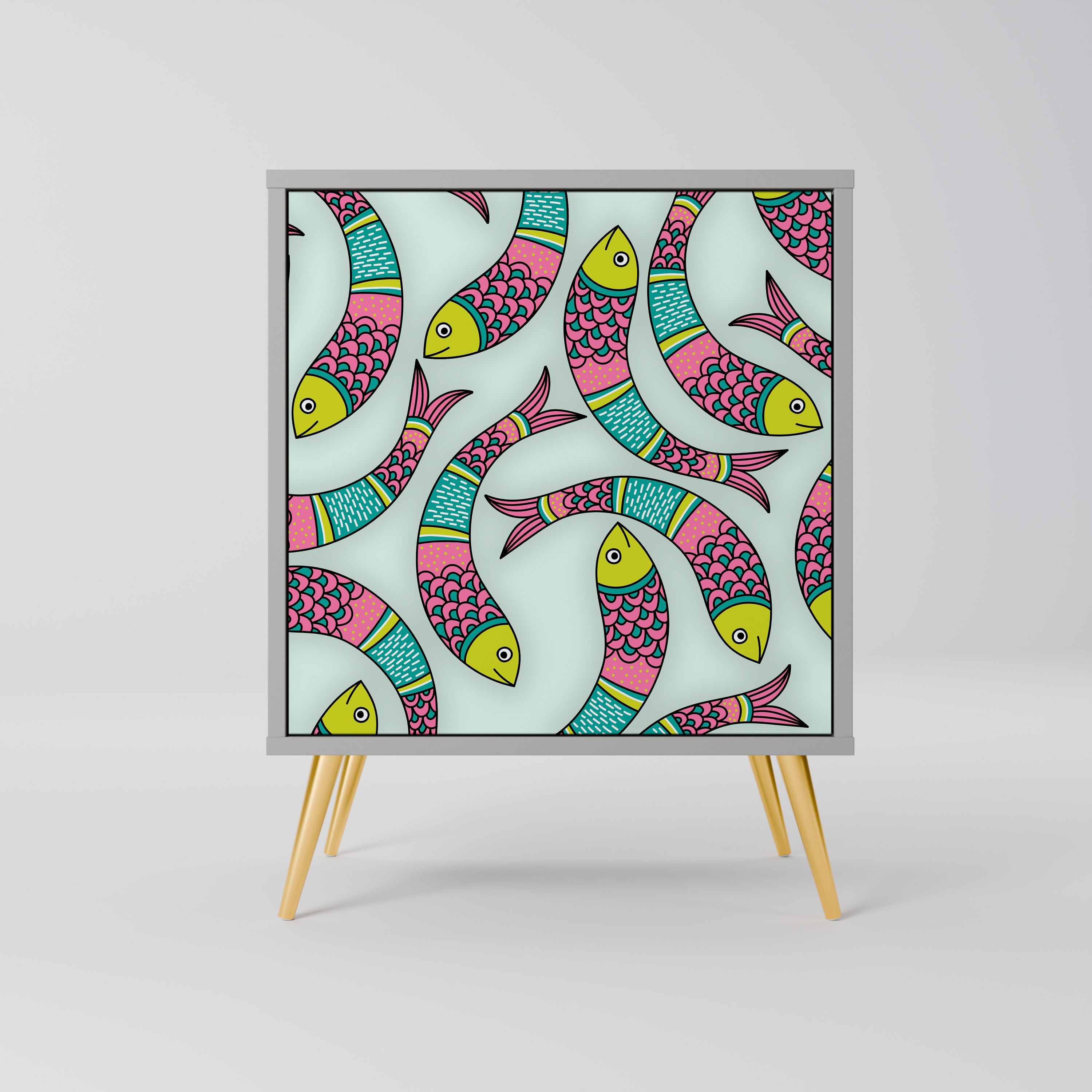 Aparador INDIAN FISH de 1 puerta en acabado gris