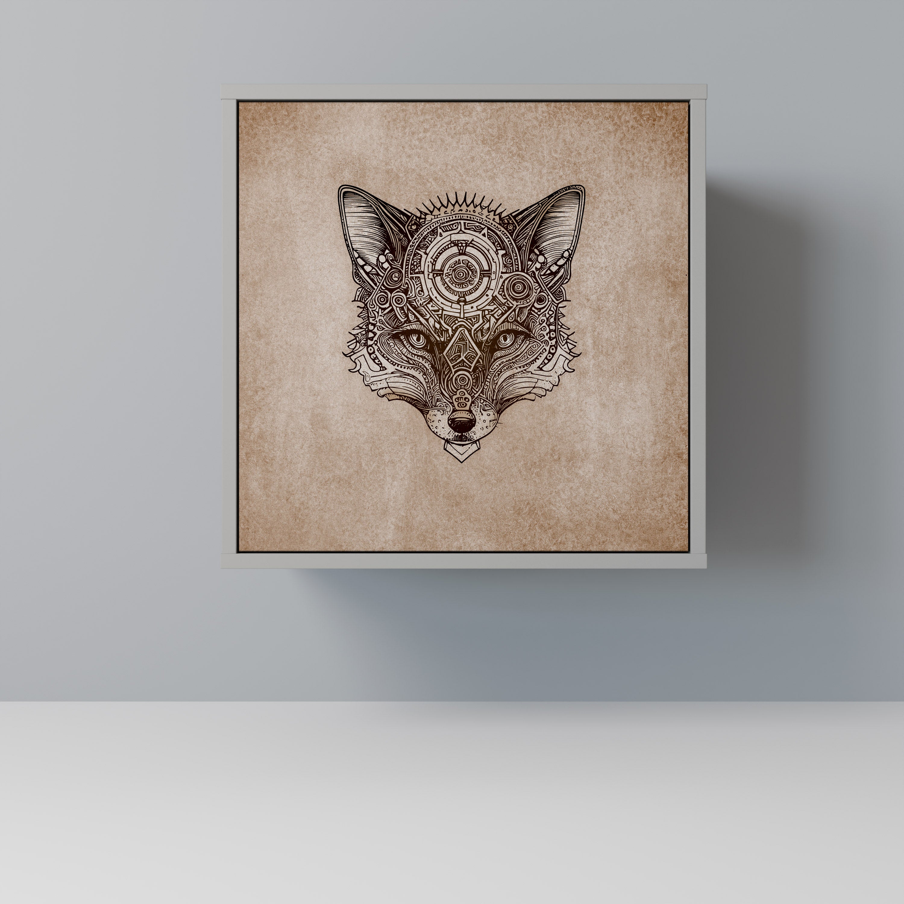 Aparador STEAMPUNK CLAN de 1 puerta en acabado gris