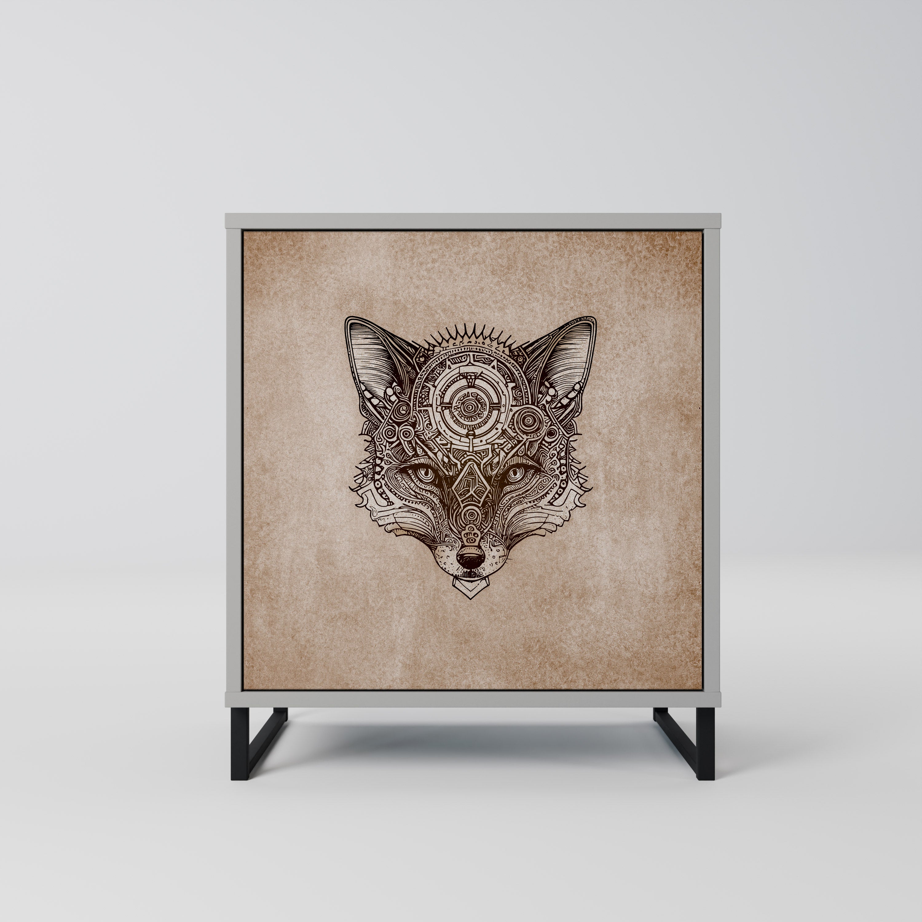 Aparador STEAMPUNK CLAN de 1 puerta en acabado gris