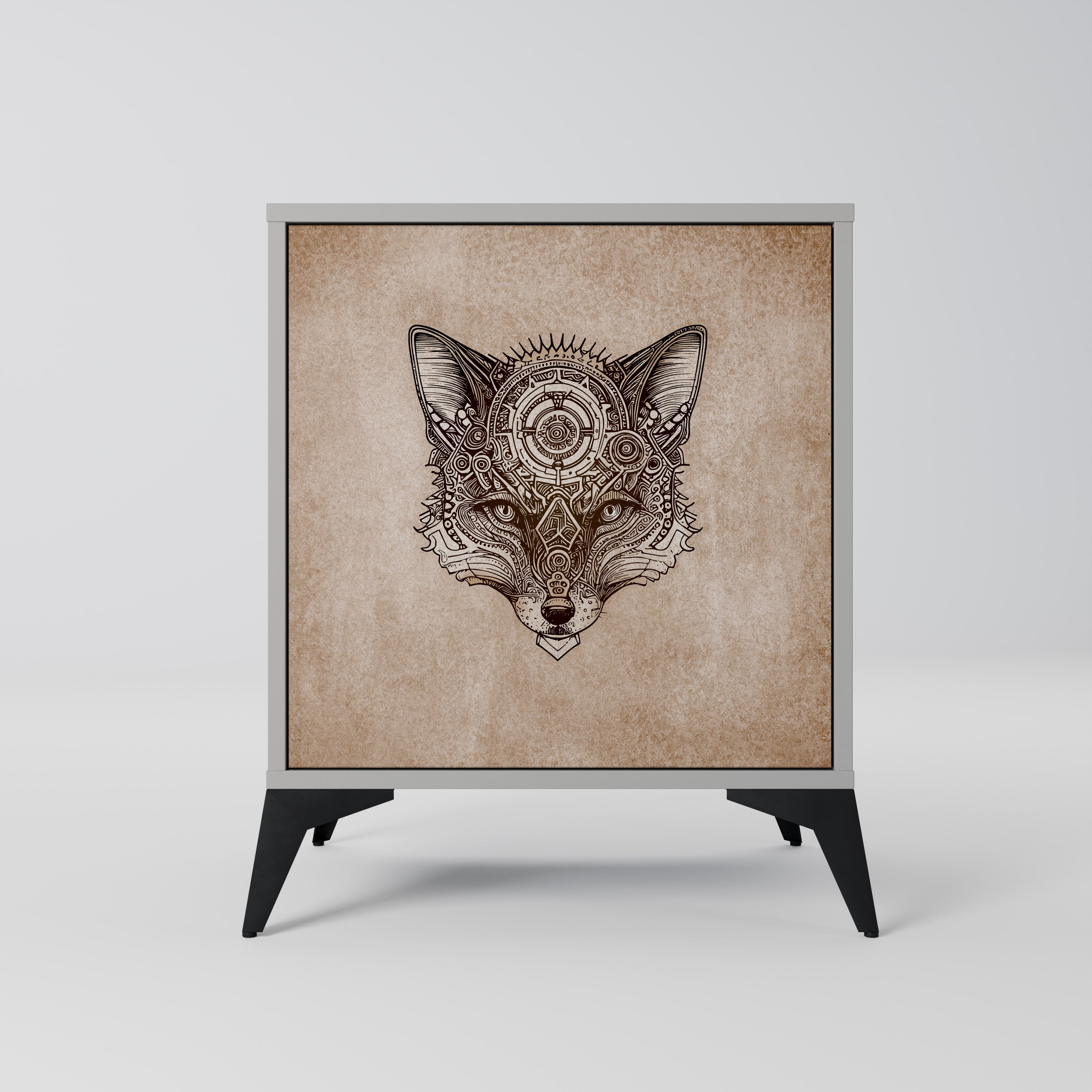 Aparador STEAMPUNK CLAN de 1 puerta en acabado gris