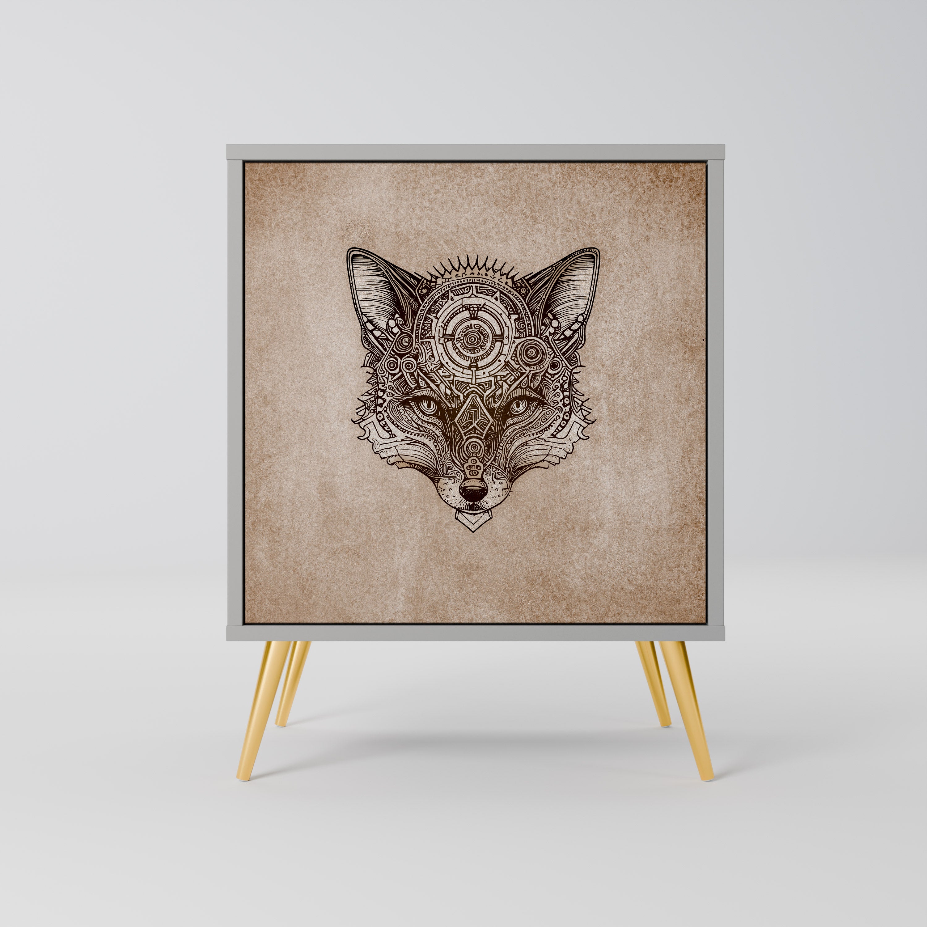 Aparador STEAMPUNK CLAN de 1 puerta en acabado gris