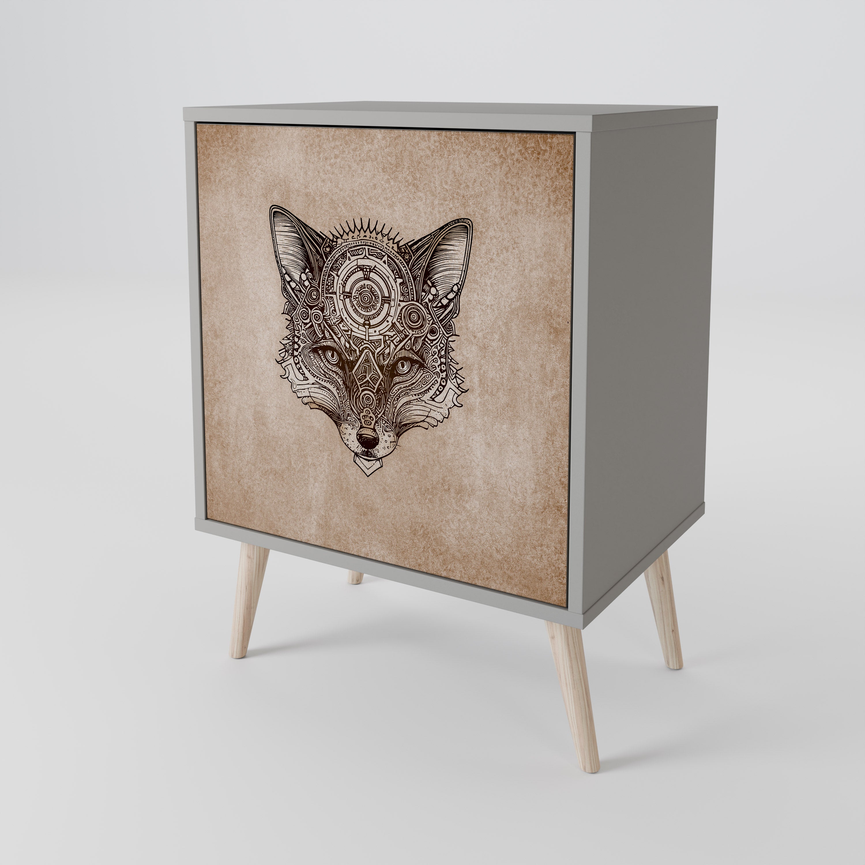 Aparador STEAMPUNK CLAN de 1 puerta en acabado gris