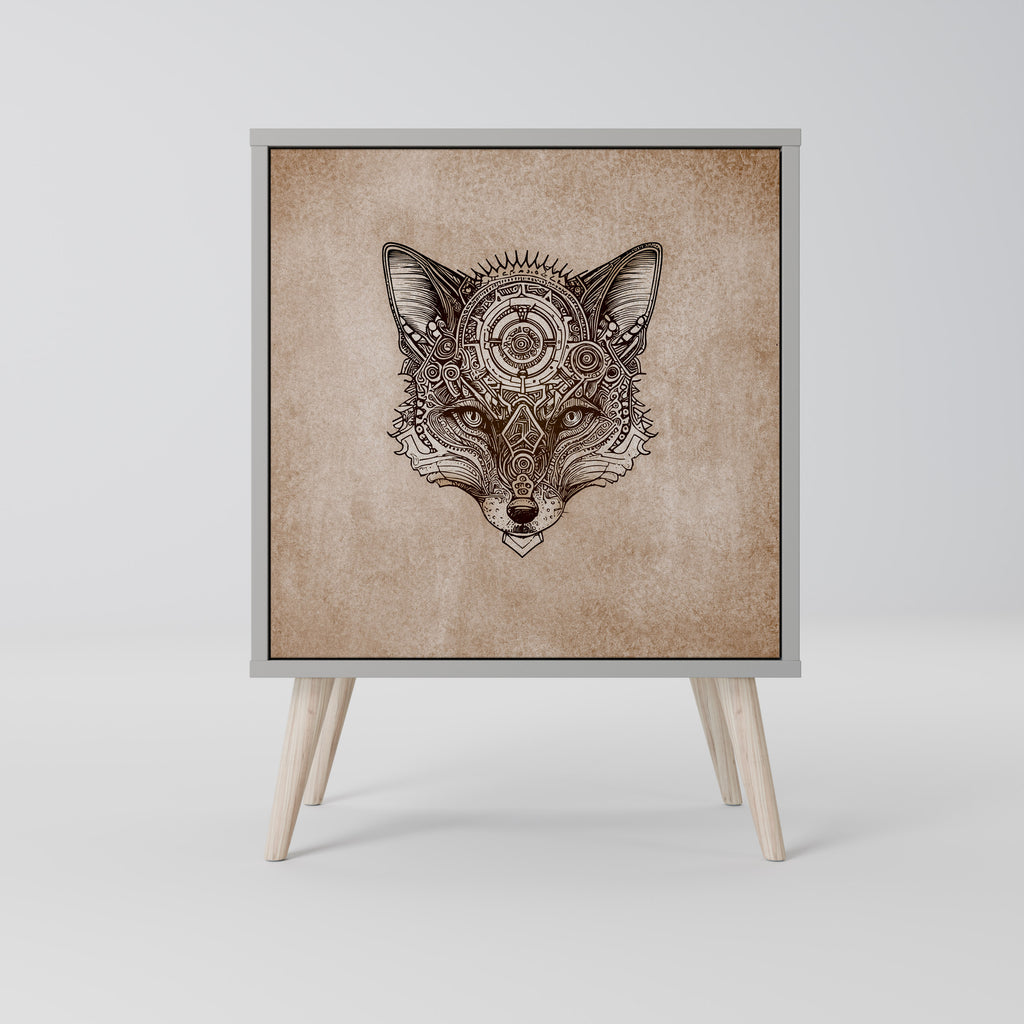 Aparador STEAMPUNK CLAN de 1 puerta en acabado gris