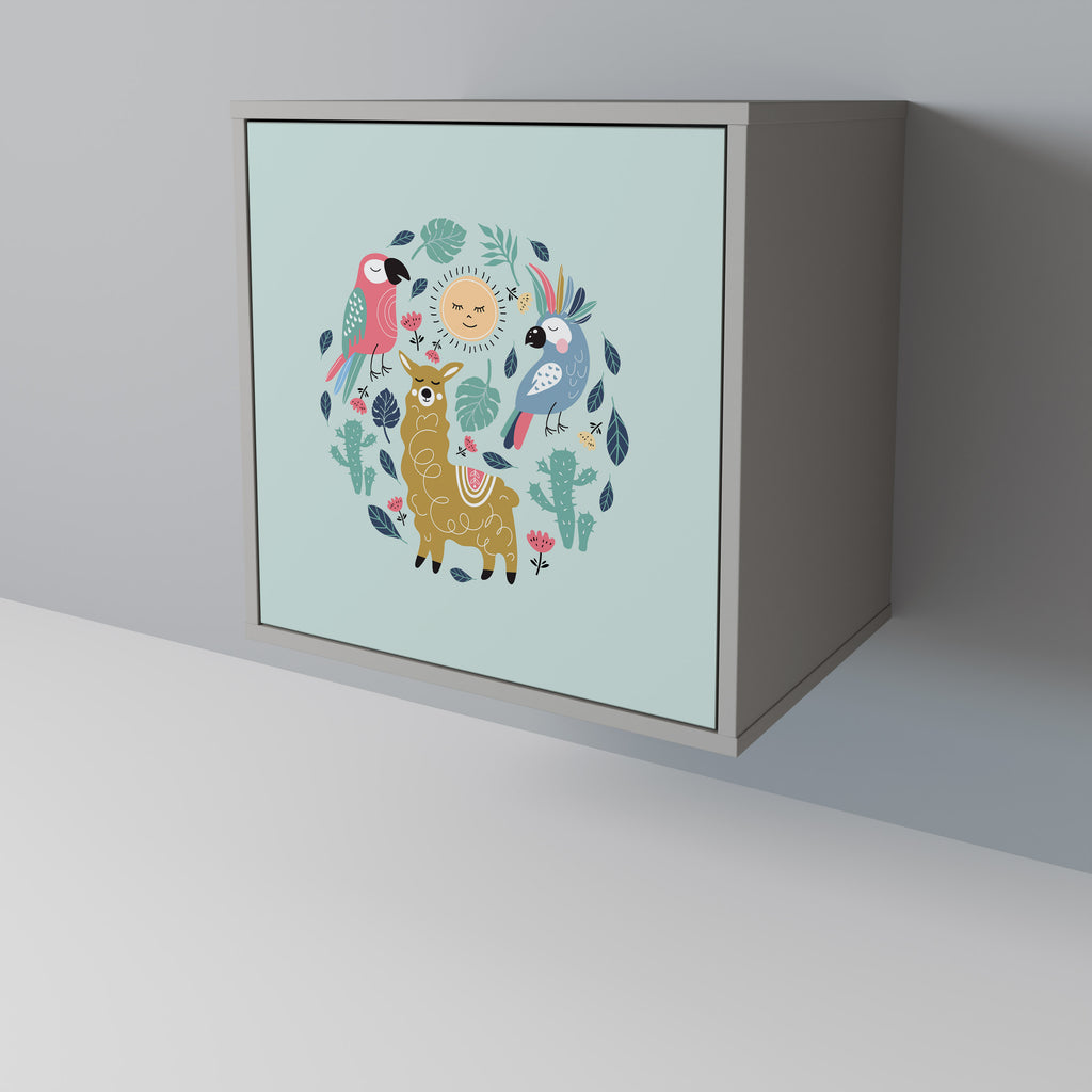 Aparador de una puerta COLORFUL ALPACAS en acabado gris