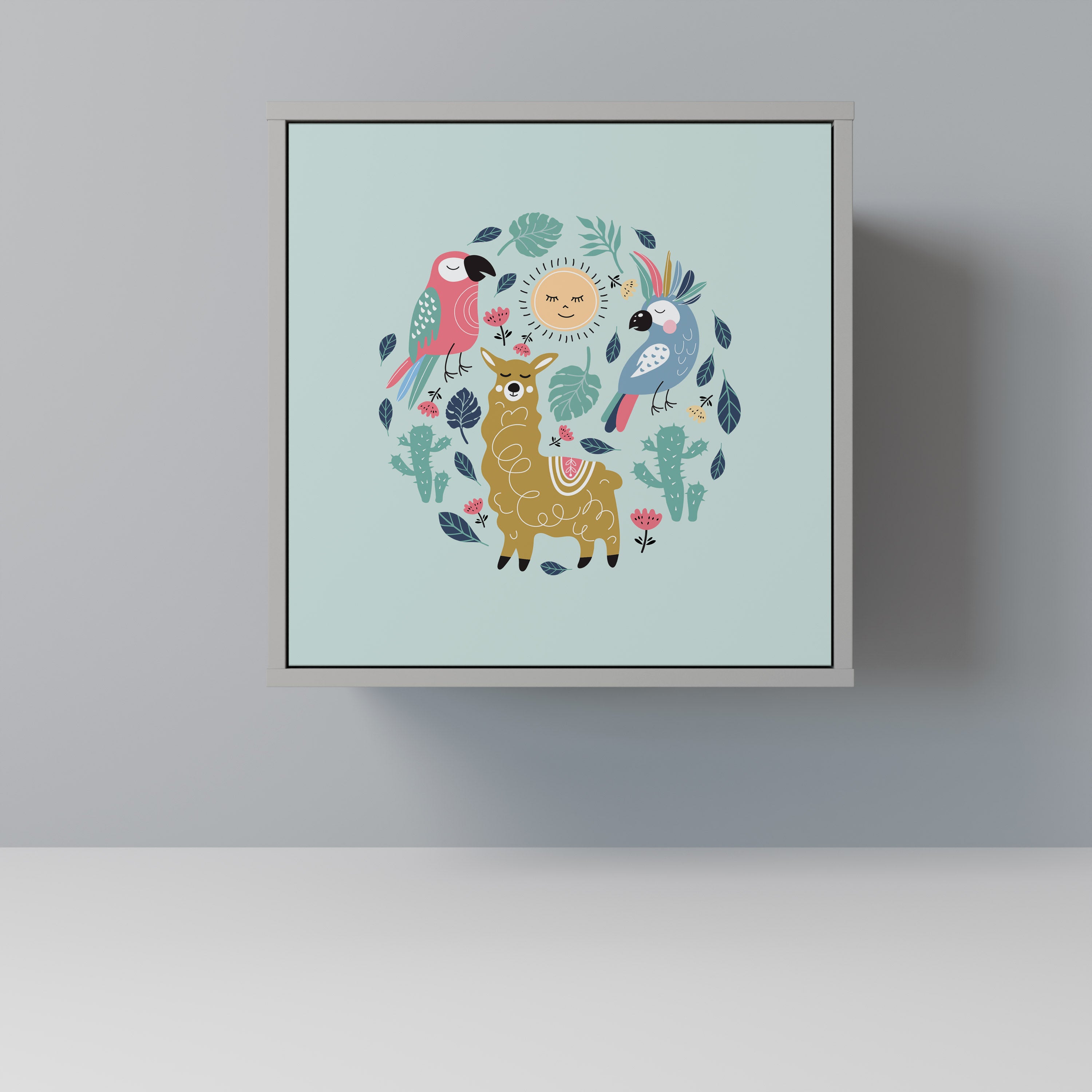 Aparador de una puerta COLORFUL ALPACAS en acabado gris