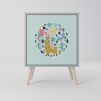 COLORFUL ALPACAS Aparador de 1 Puerta en Acabado Gris