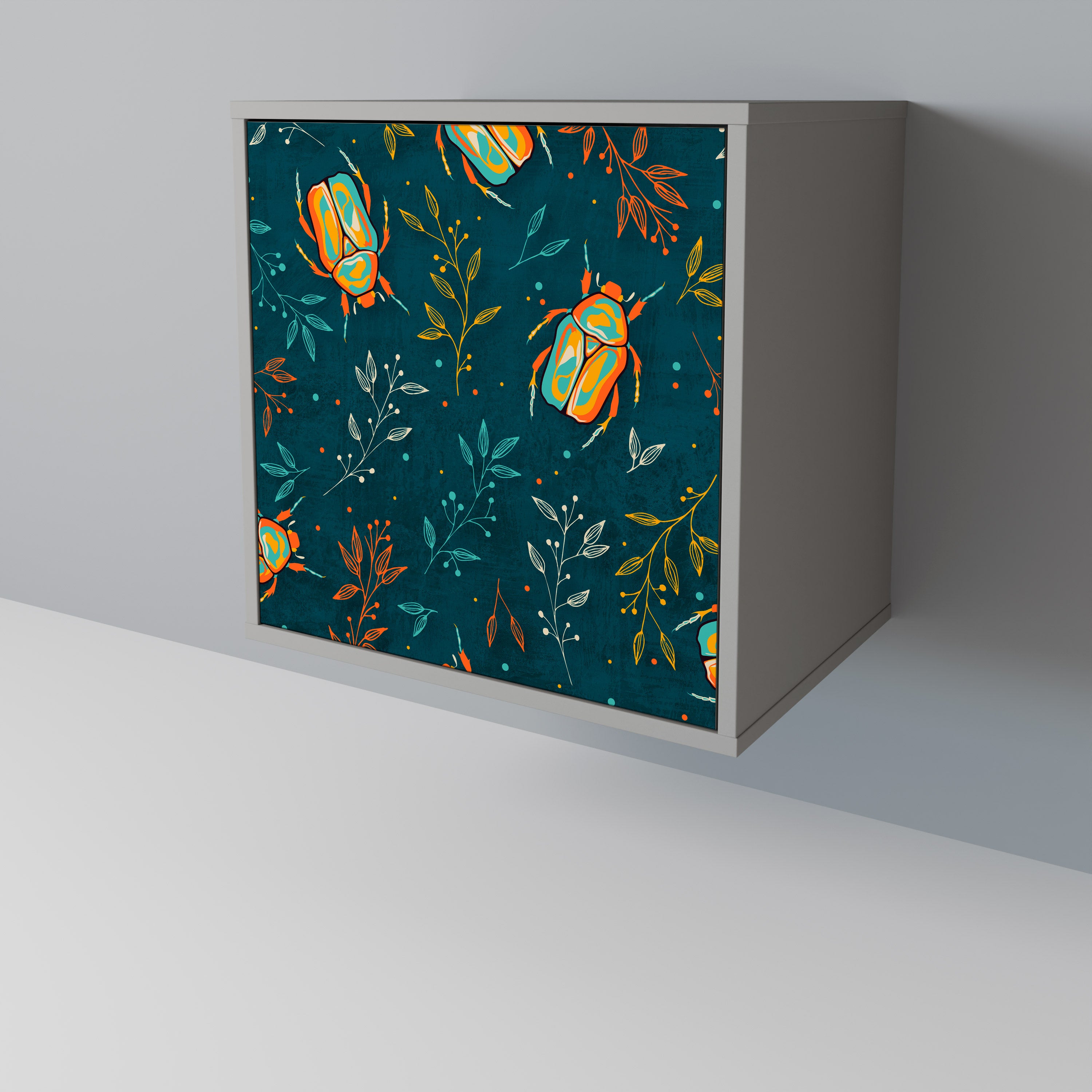 AUTUMN INSECTS 1-Door Sideboard in Grey Finish