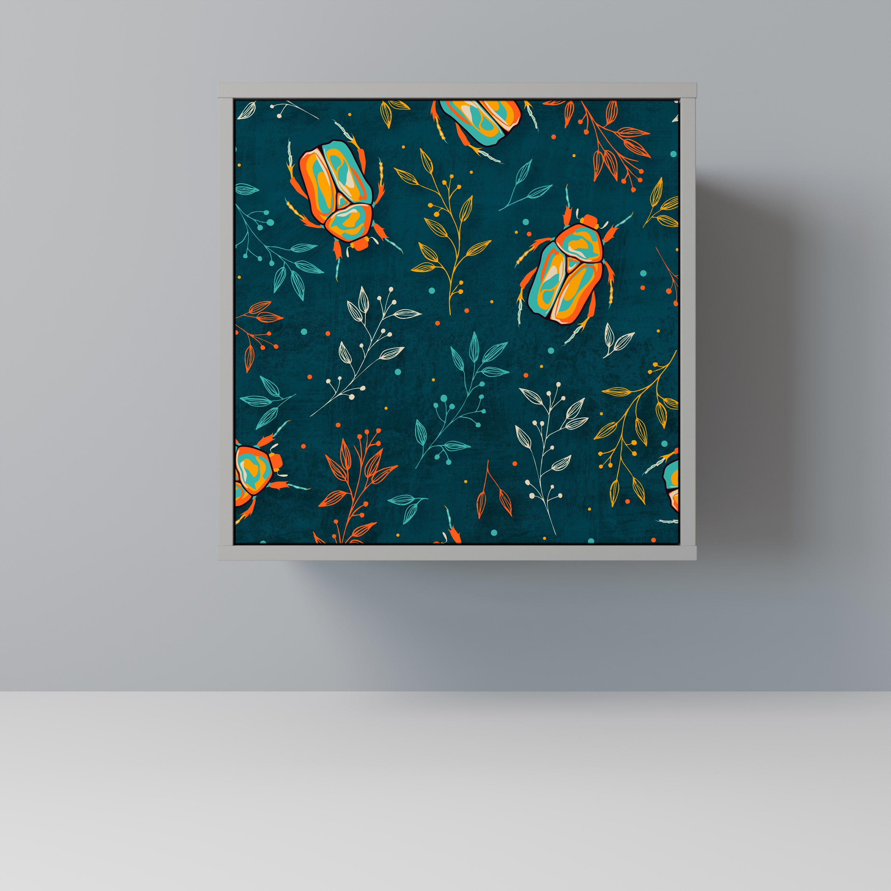 AUTUMN INSECTS 1-Door Sideboard in Grey Finish