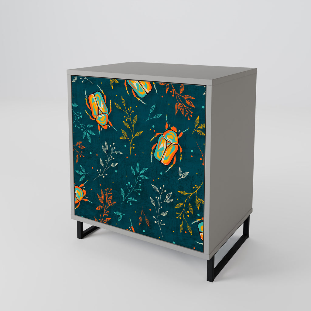 AUTUMN INSECTS 1-Door Sideboard in Grey Finish